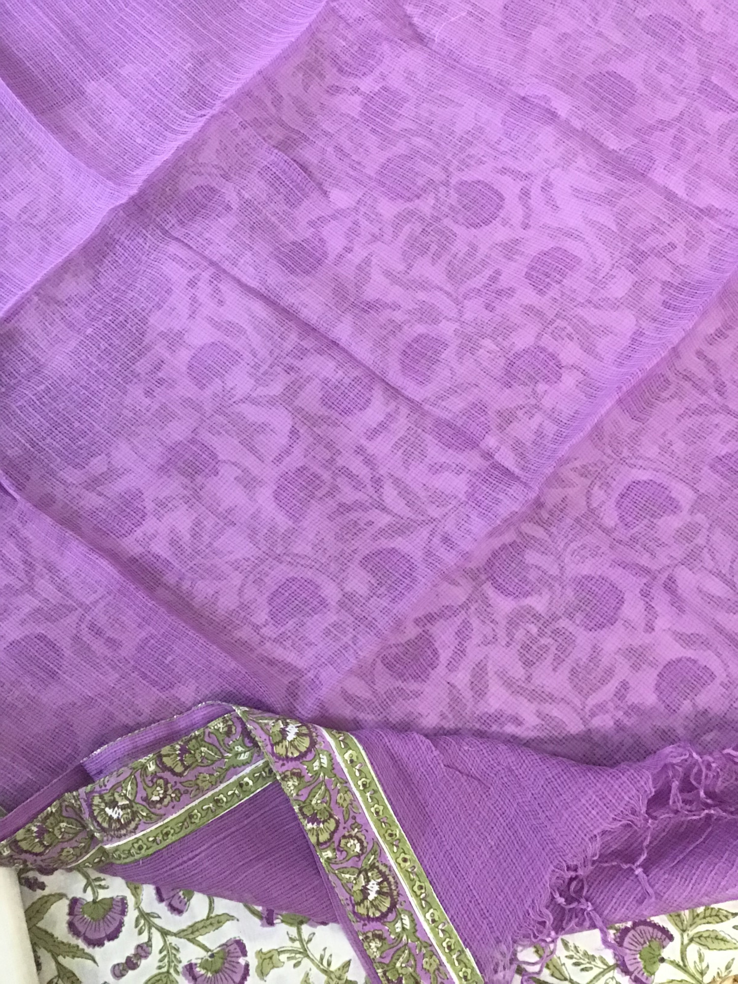 Pure Cotton Printed Embroidered Suit - White