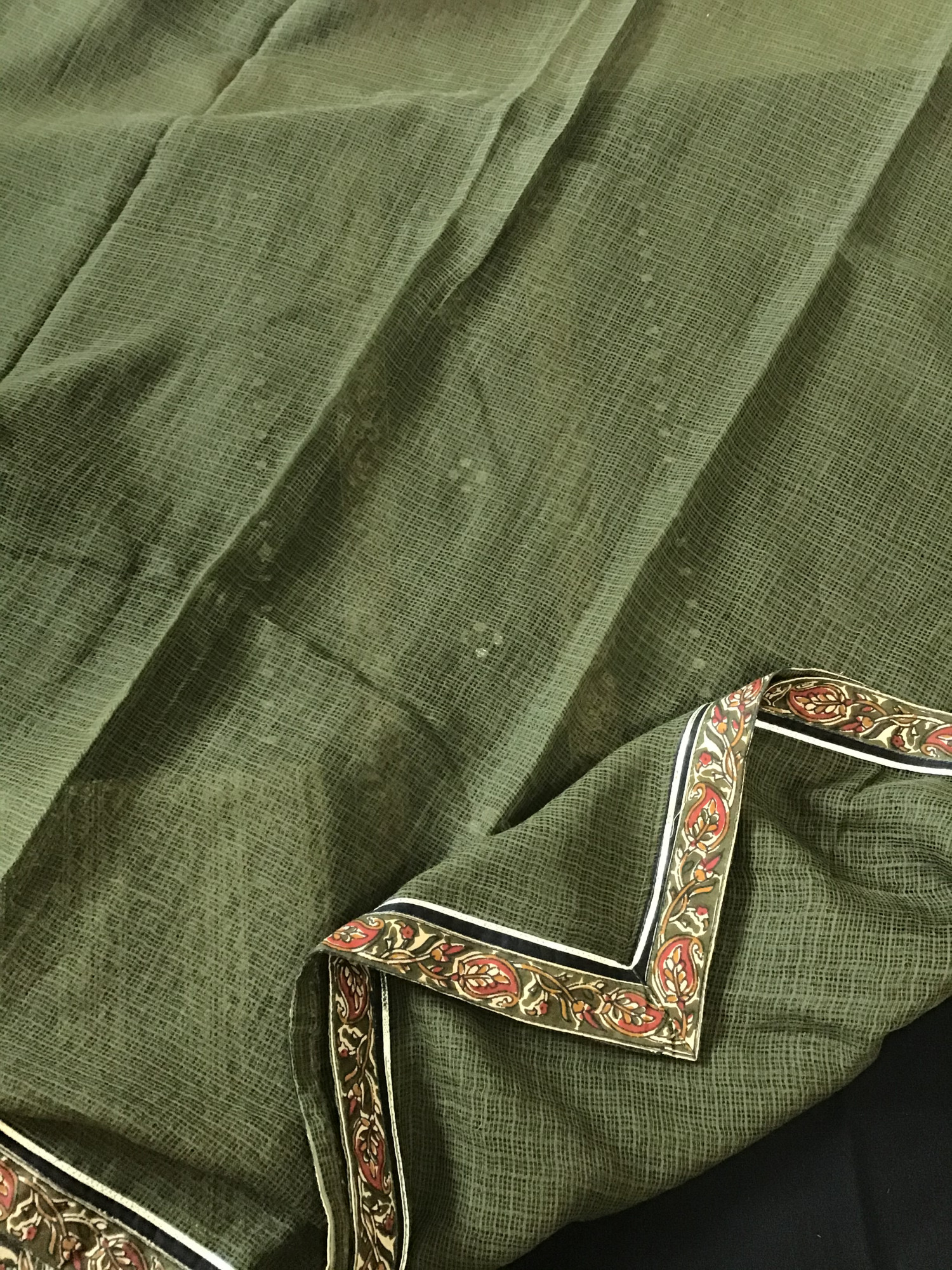 Pure Fine Handloom Cotton Embroidered Suit - Black