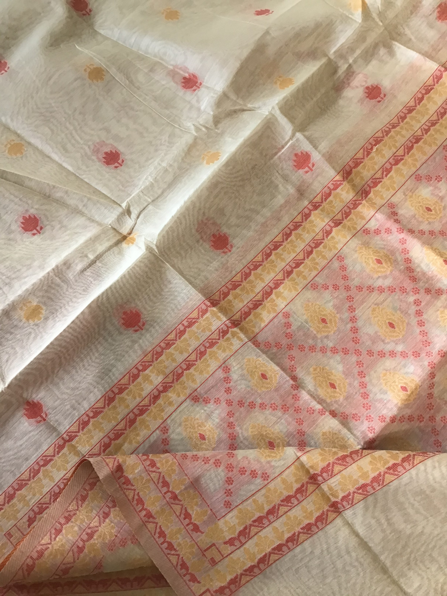 Soft Slub Chanderi Jamdani Weaved Suit - Beige