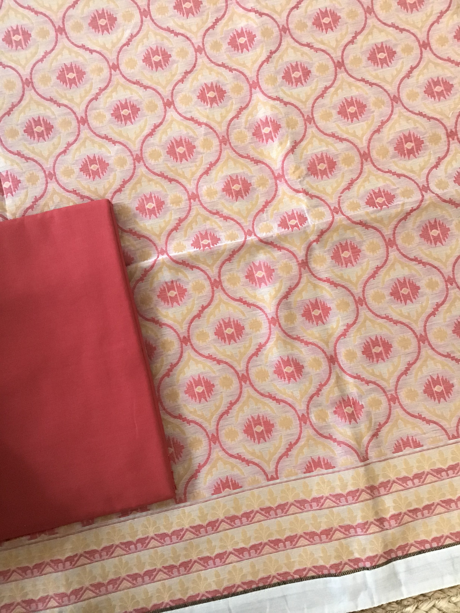 Soft Slub Chanderi Jamdani Weaved Suit - Beige