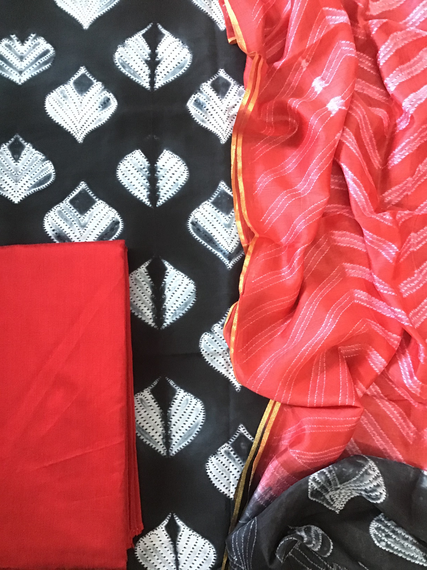 Pure Fine Muslin Shibori Printed Suit - Black