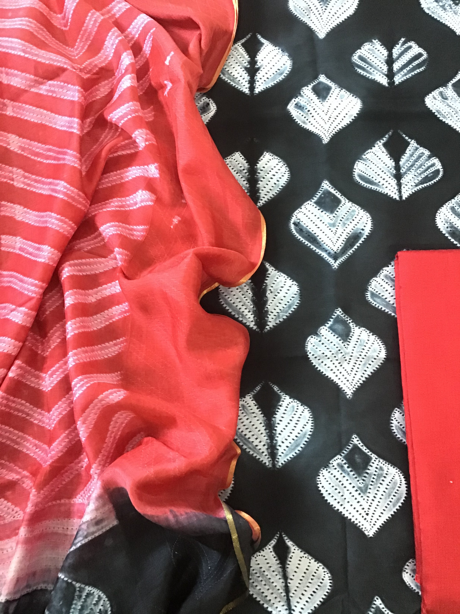 Pure Fine Muslin Shibori Printed Suit - Black