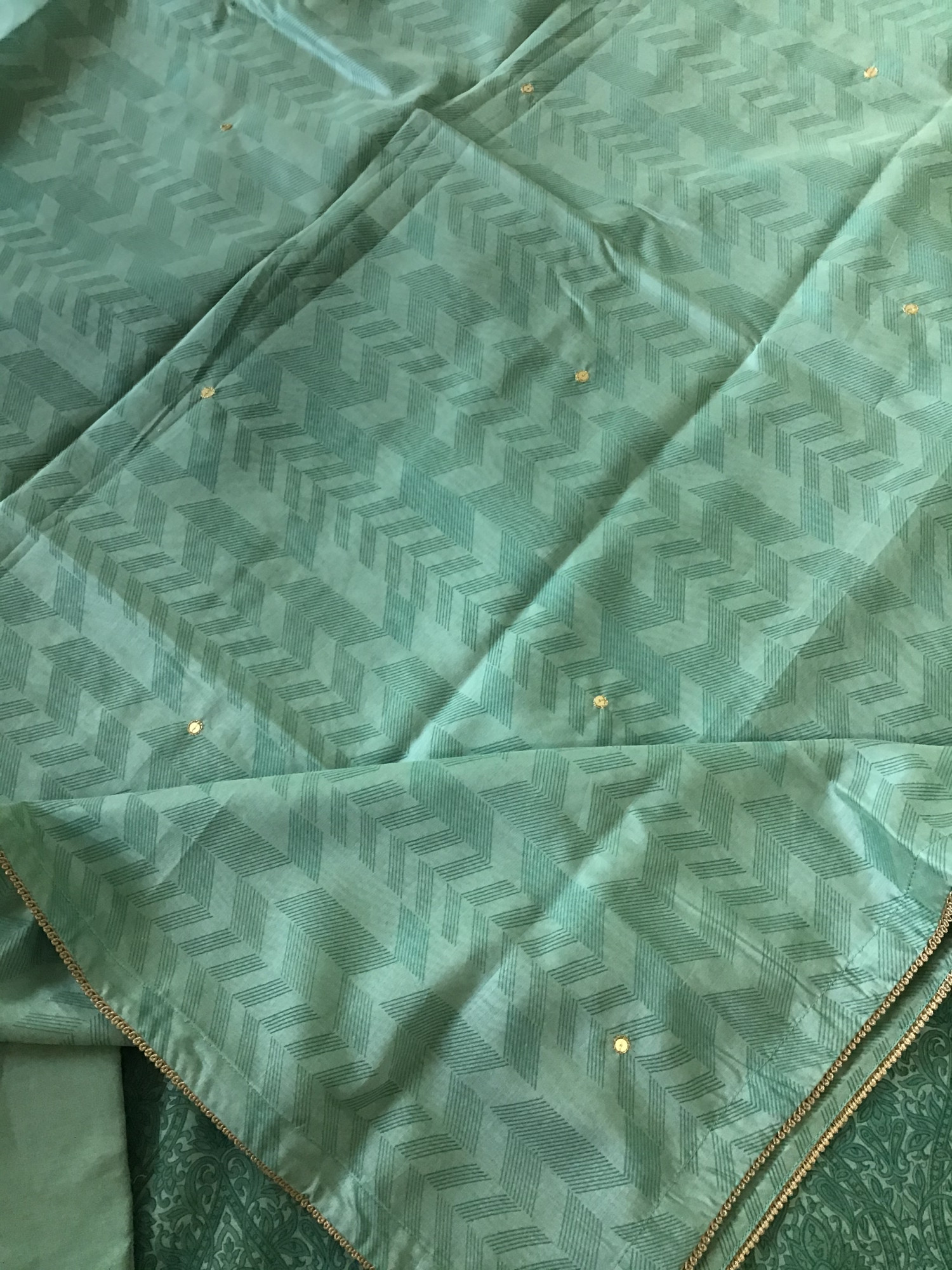 Soft Chanderi Printed Hand Embroidered Suit - Blue