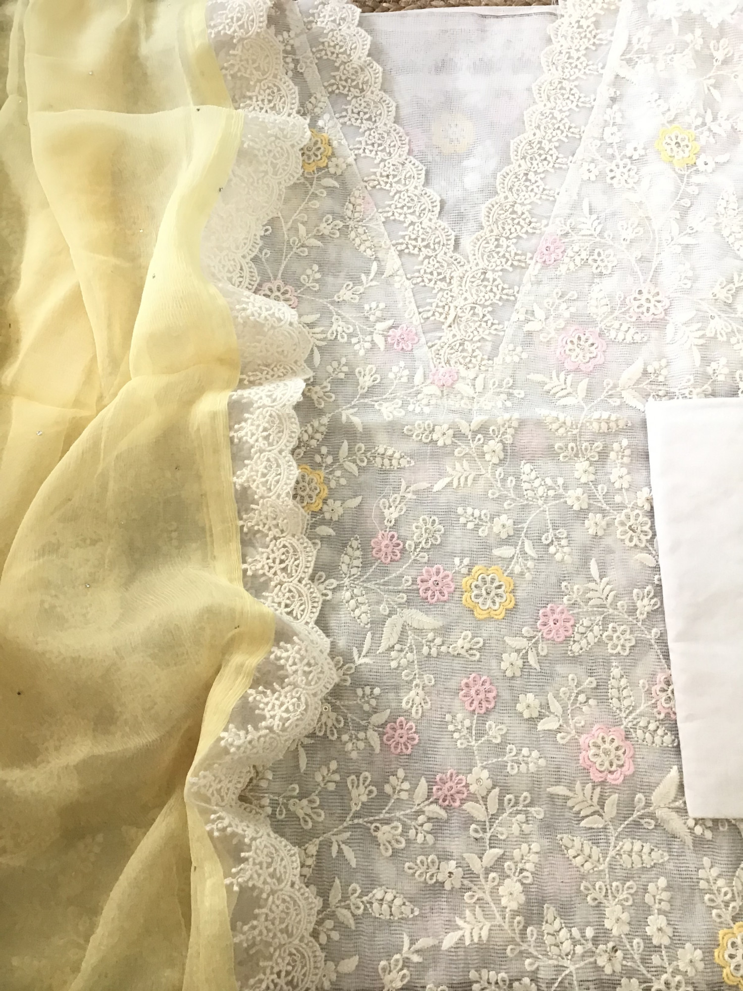 Soft Supernet Embroidered Suit - Off White