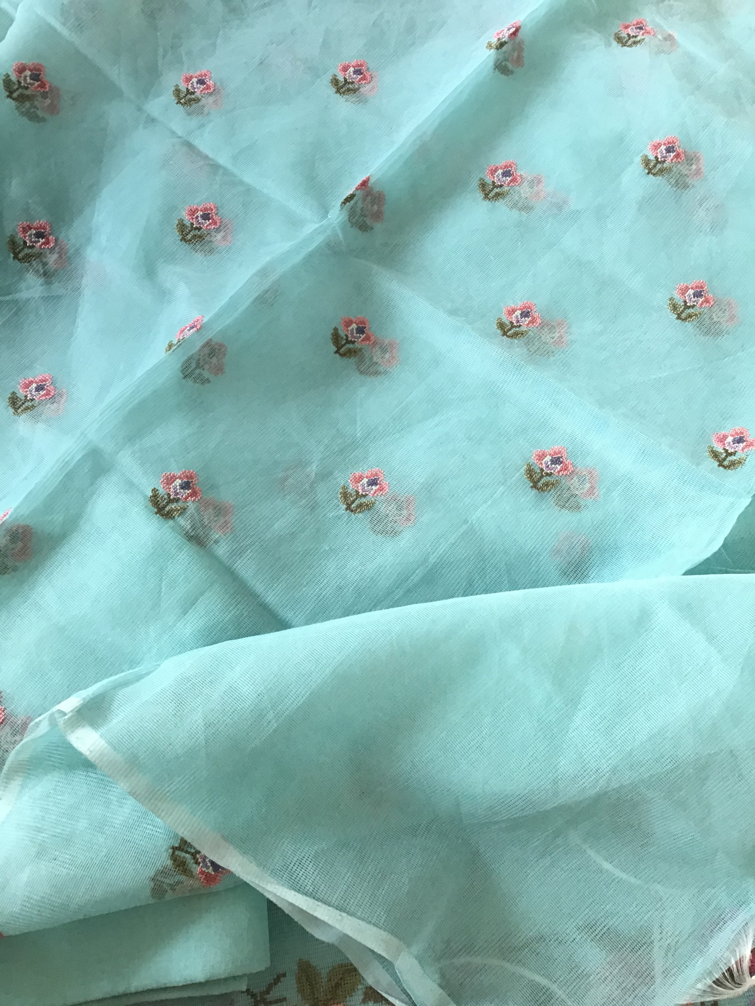 Soft Supernet Embroidered Suit - Blue