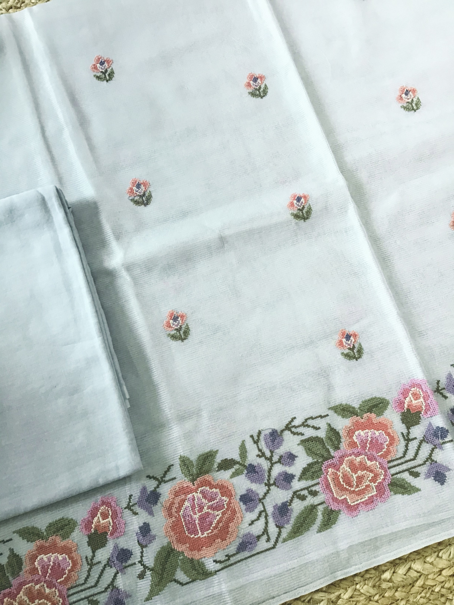 Soft Supernet Embroidered Suit - Grey