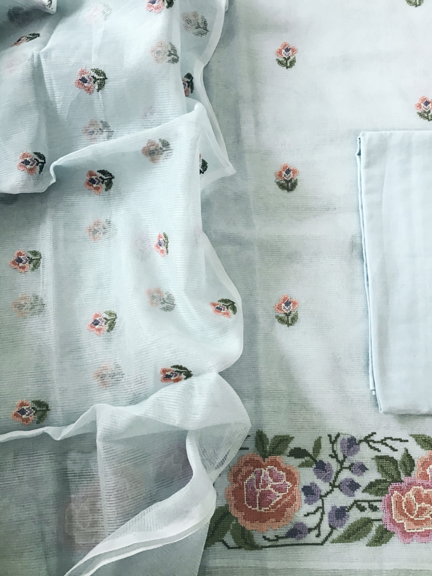 Soft Supernet Embroidered Suit - Grey