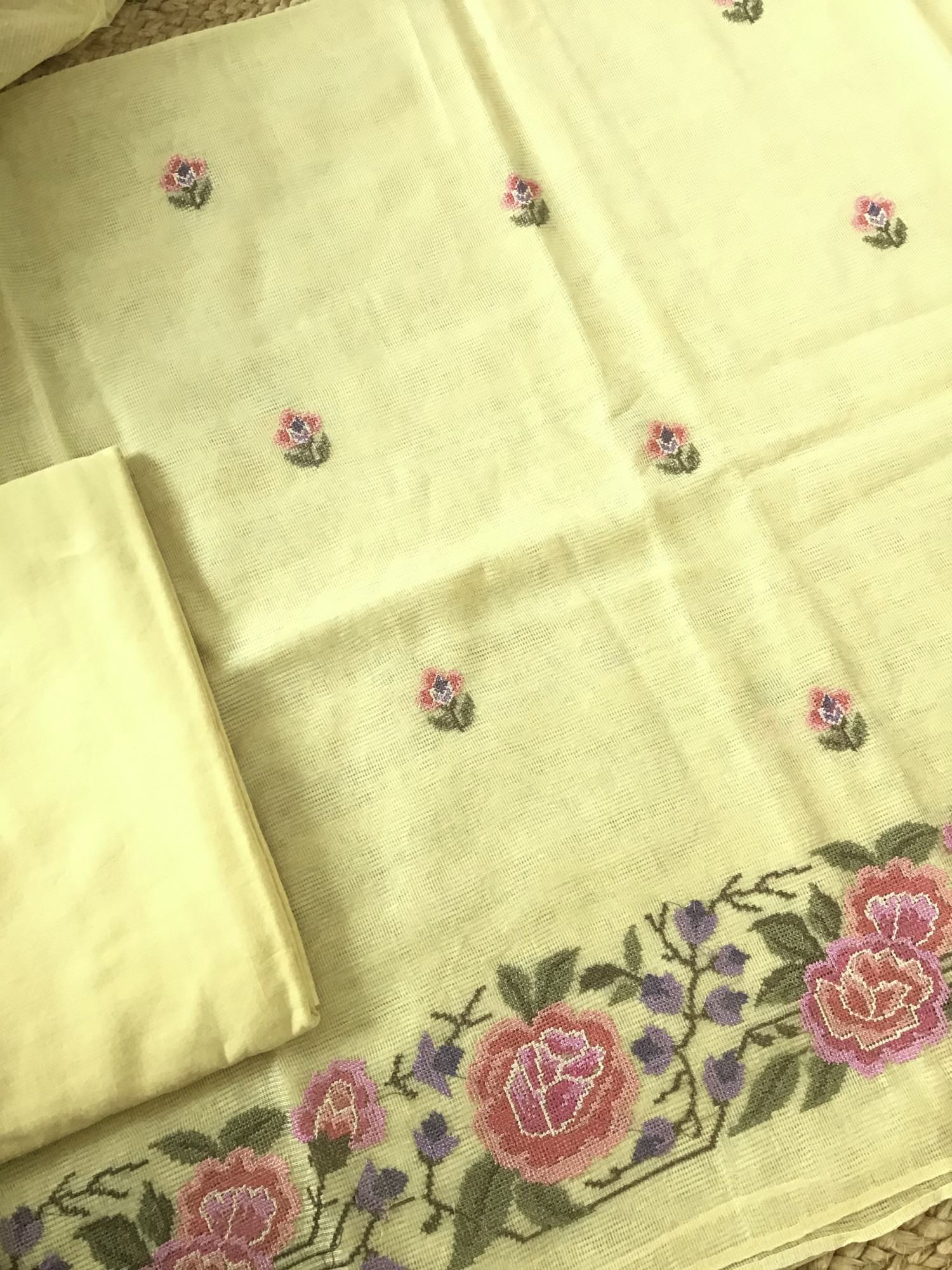 Soft Supernet Embroidered Suit - Yellow