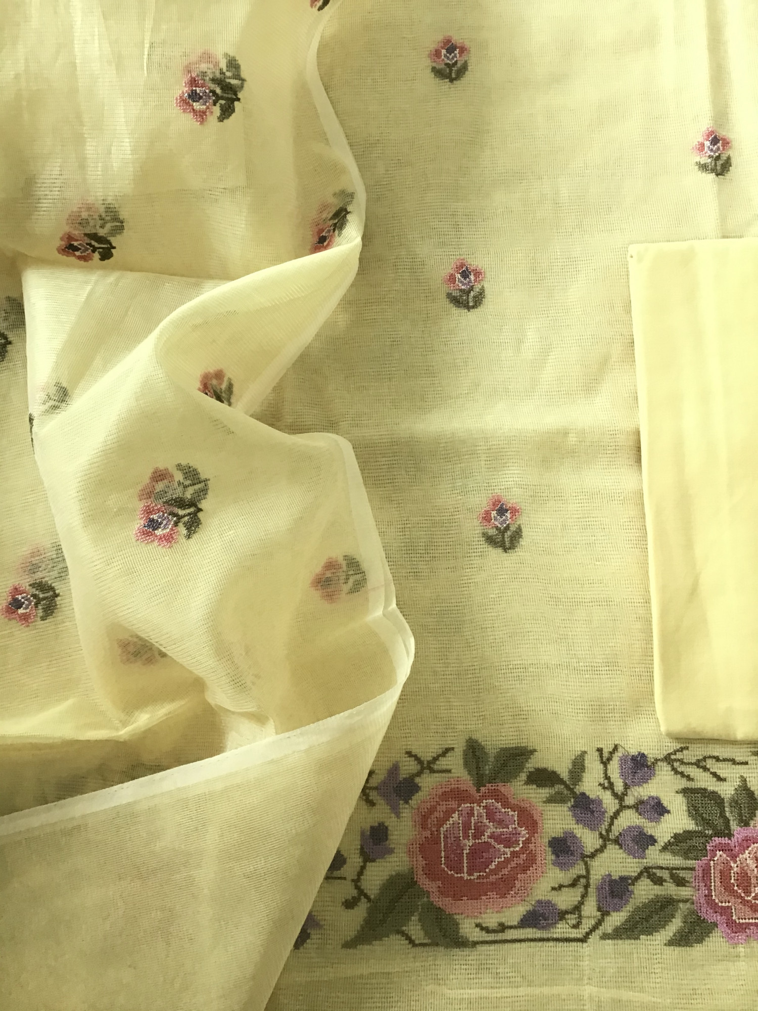 Soft Supernet Embroidered Suit - Yellow