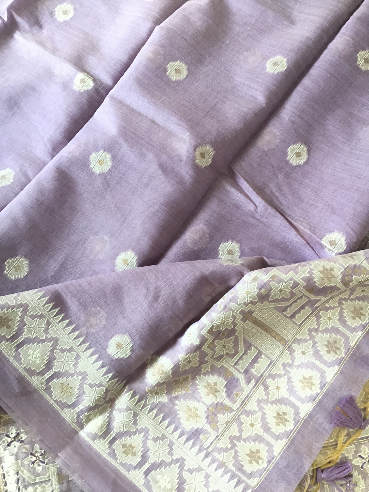 Soft Slub Chanderi Jamdani Weaved Embroidered Suit - Purple