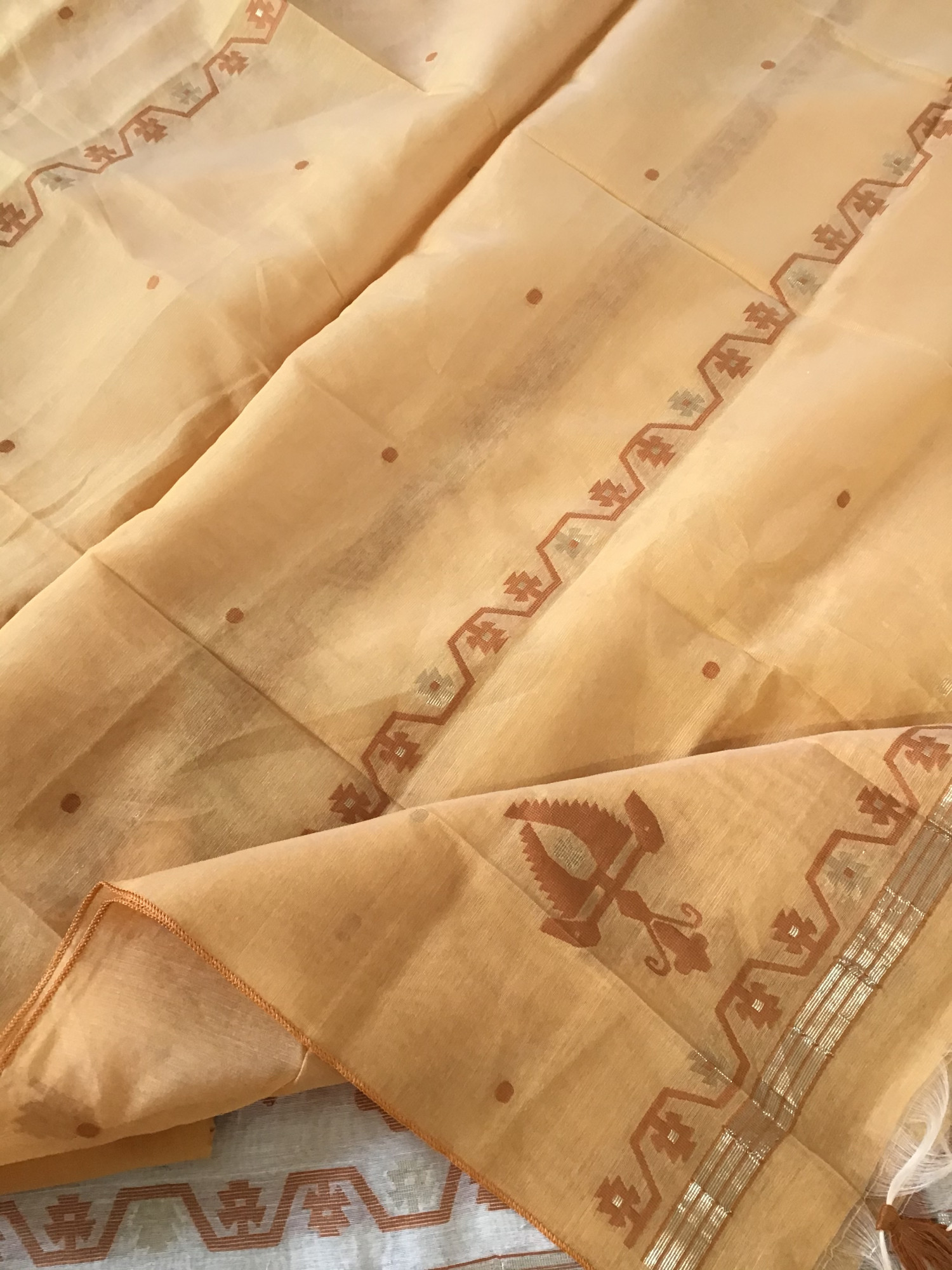 Soft Slub Chanderi Jamdani Weaved Suit - Beige