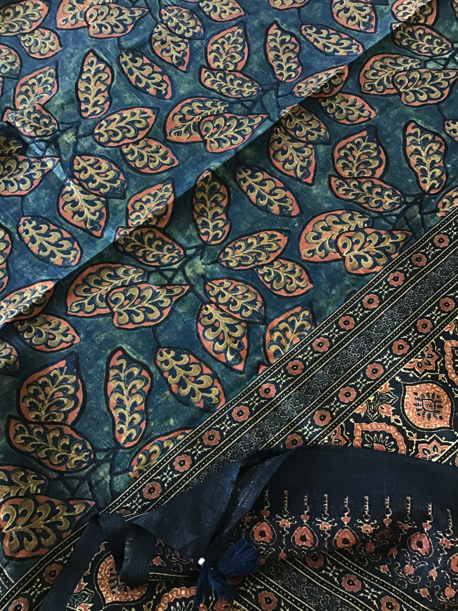 Soft Semi Tussar Printed Embroidered Suit - Blue