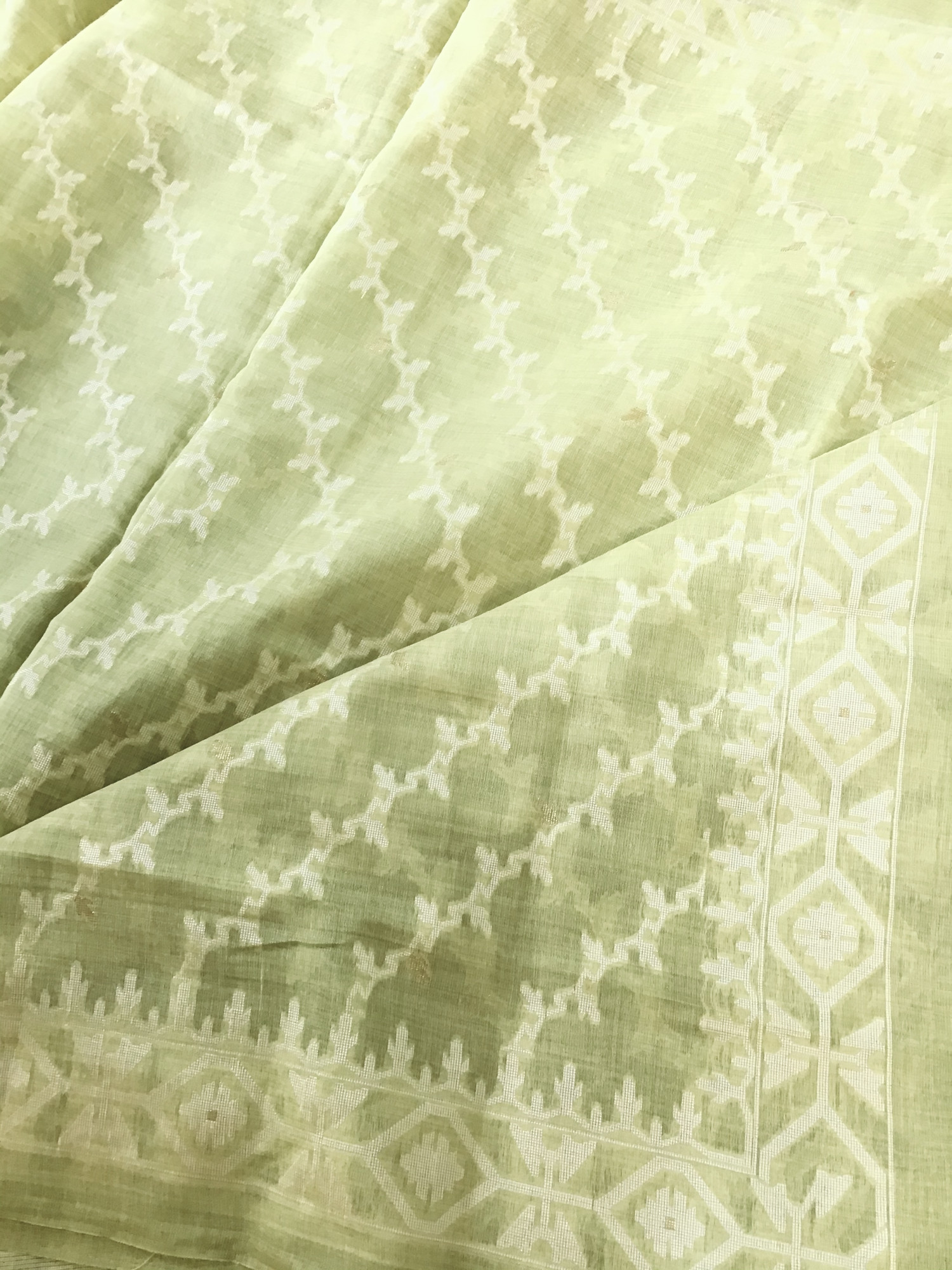 Soft Slub Chanderi Jamdani Weaved Suit - Green