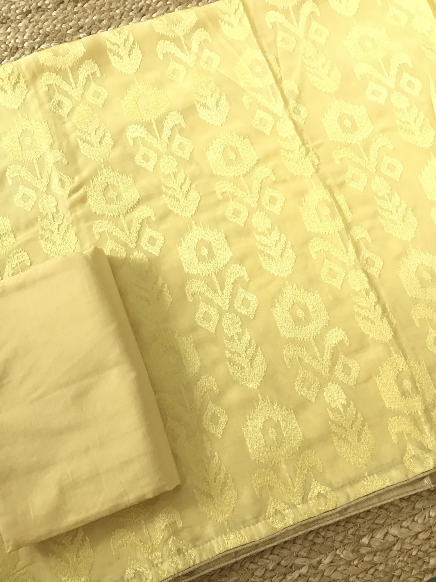 Pure Muslin Embroidered Suit - Yellow