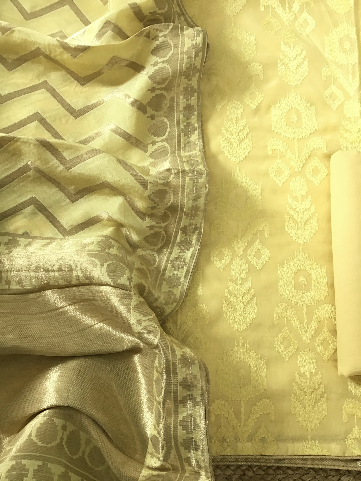 Pure Muslin Embroidered Suit - Yellow