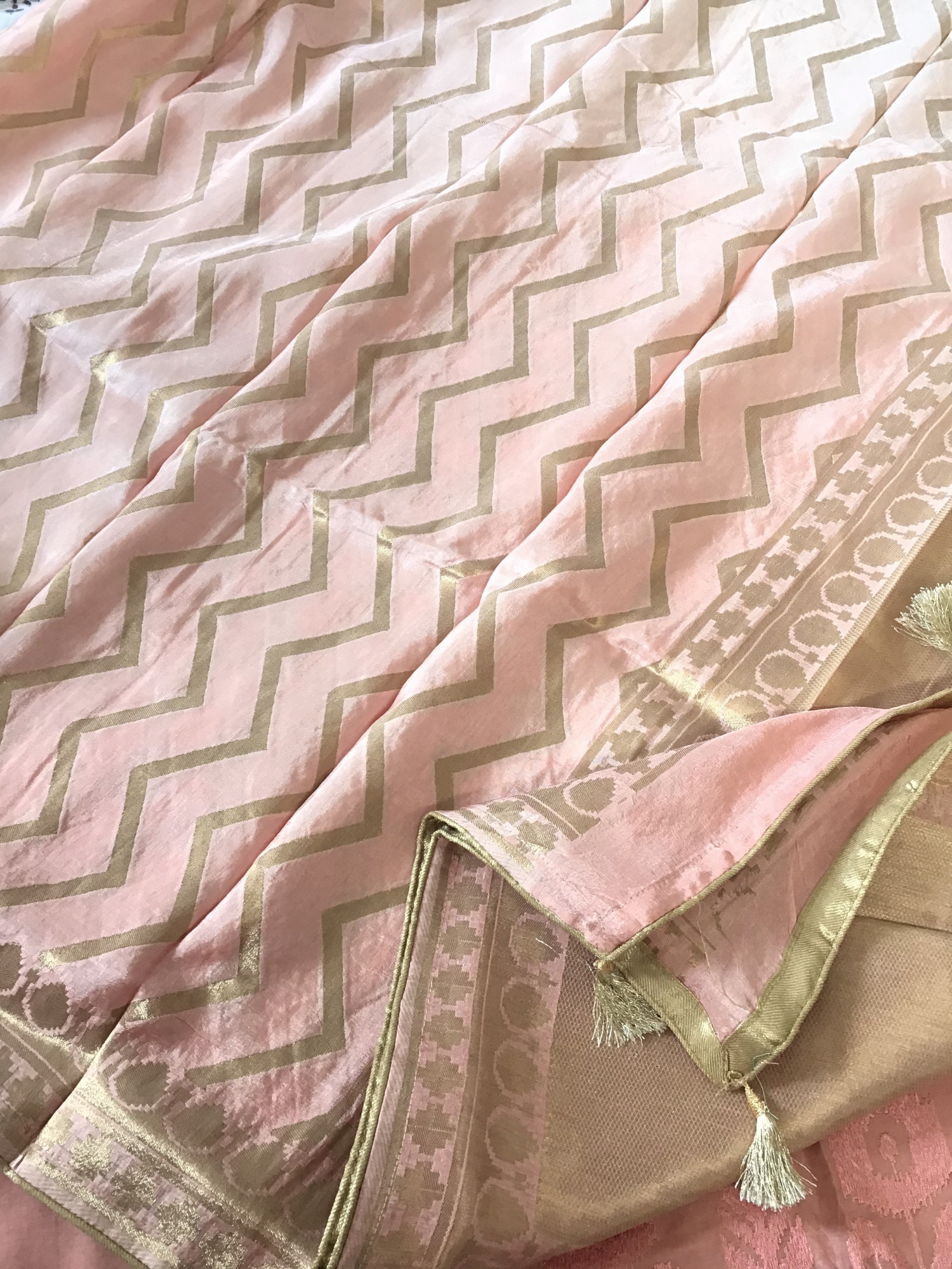 Pure Muslin Embroidered Suit - Peach