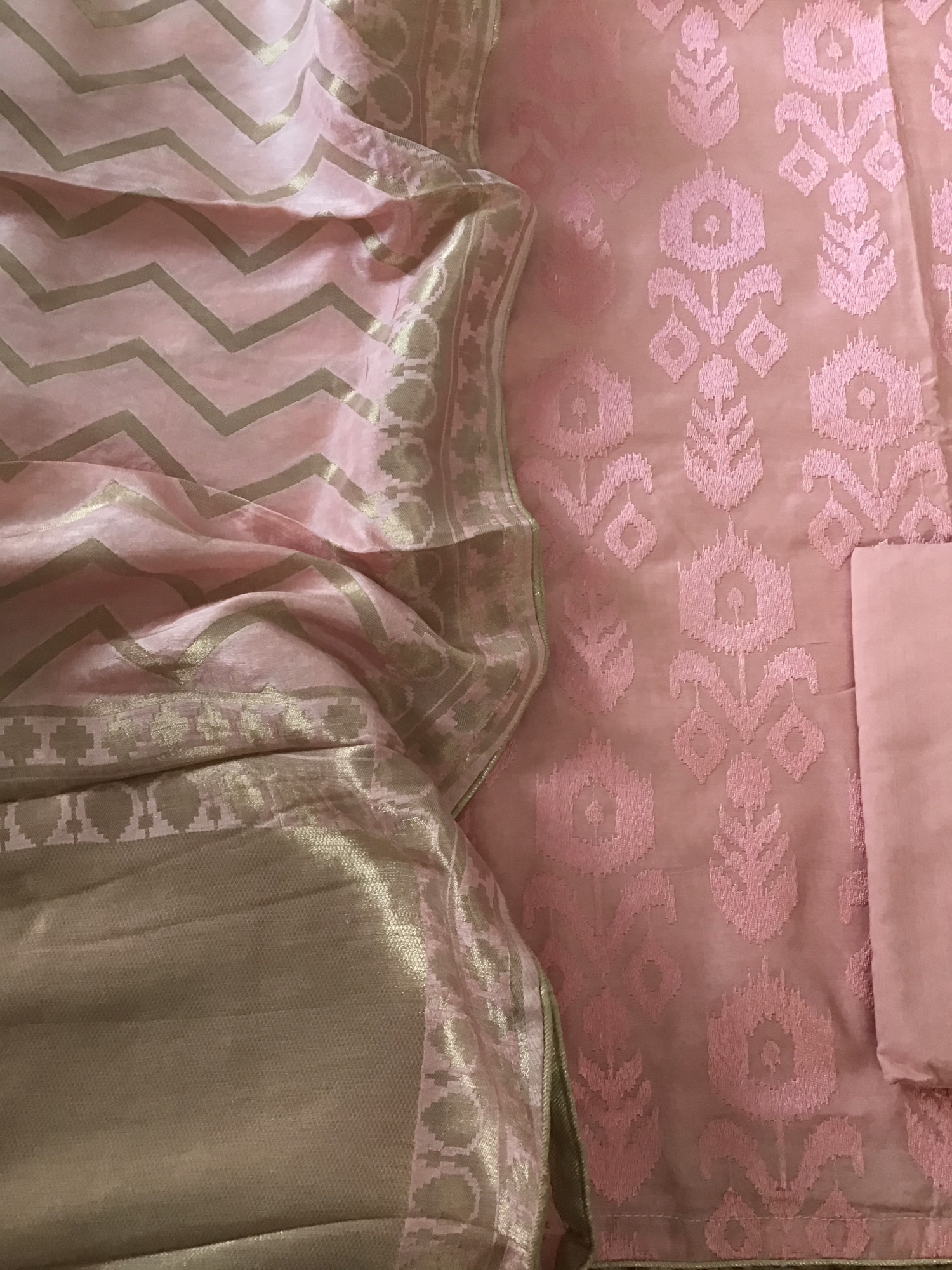 Pure Muslin Embroidered Suit - Peach