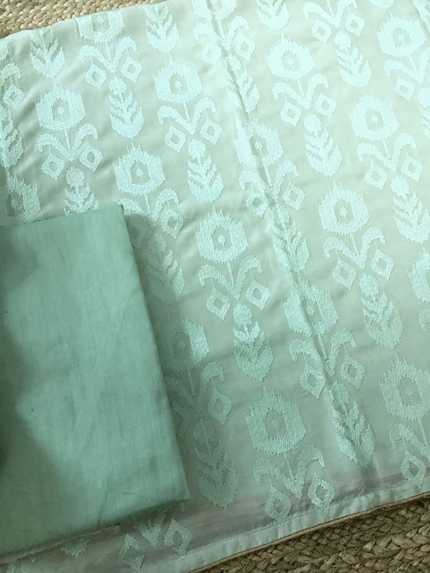 Pure Muslin Embroidered Suit - Green