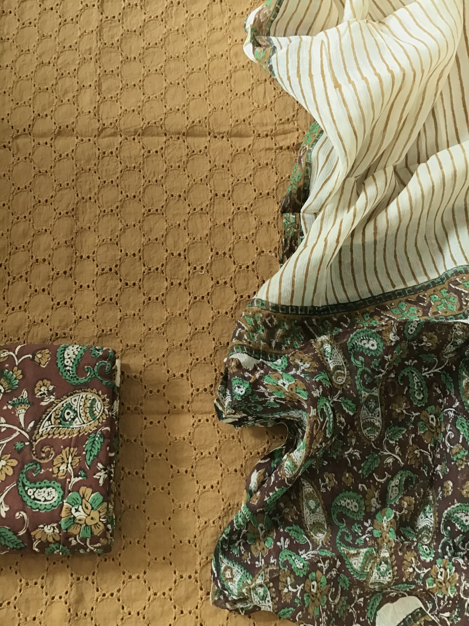 Pure Hakoba Cotton Embroidered Suit - LightBrown