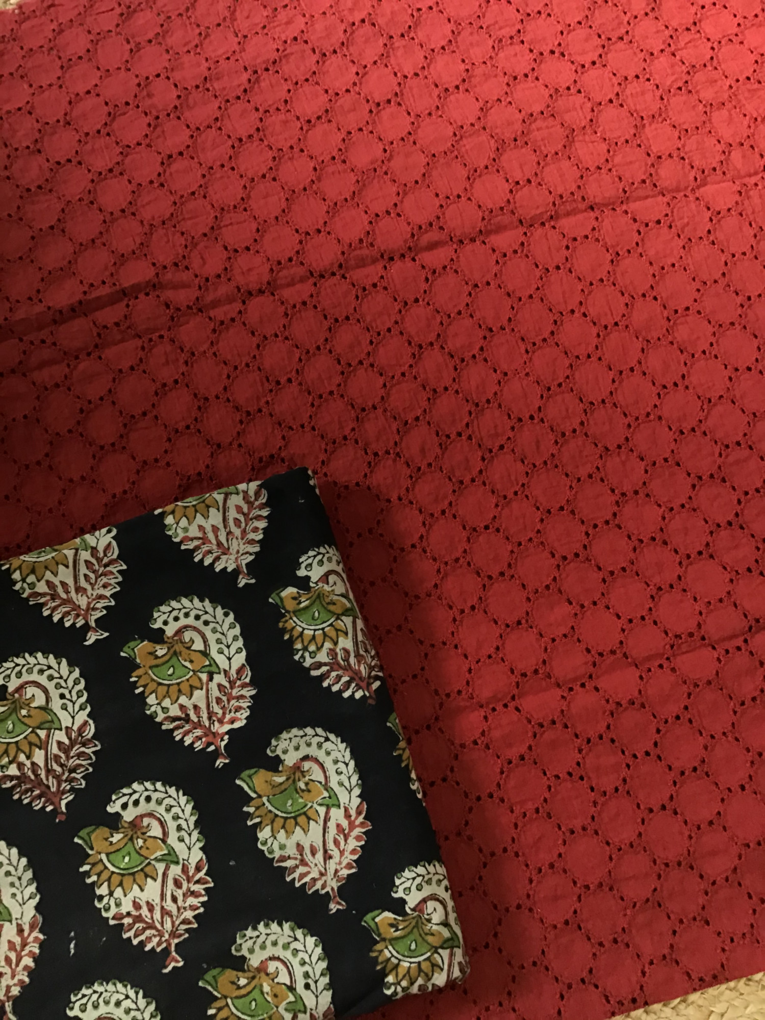 Pure Hakoba Cotton Embroidered Suit - Red