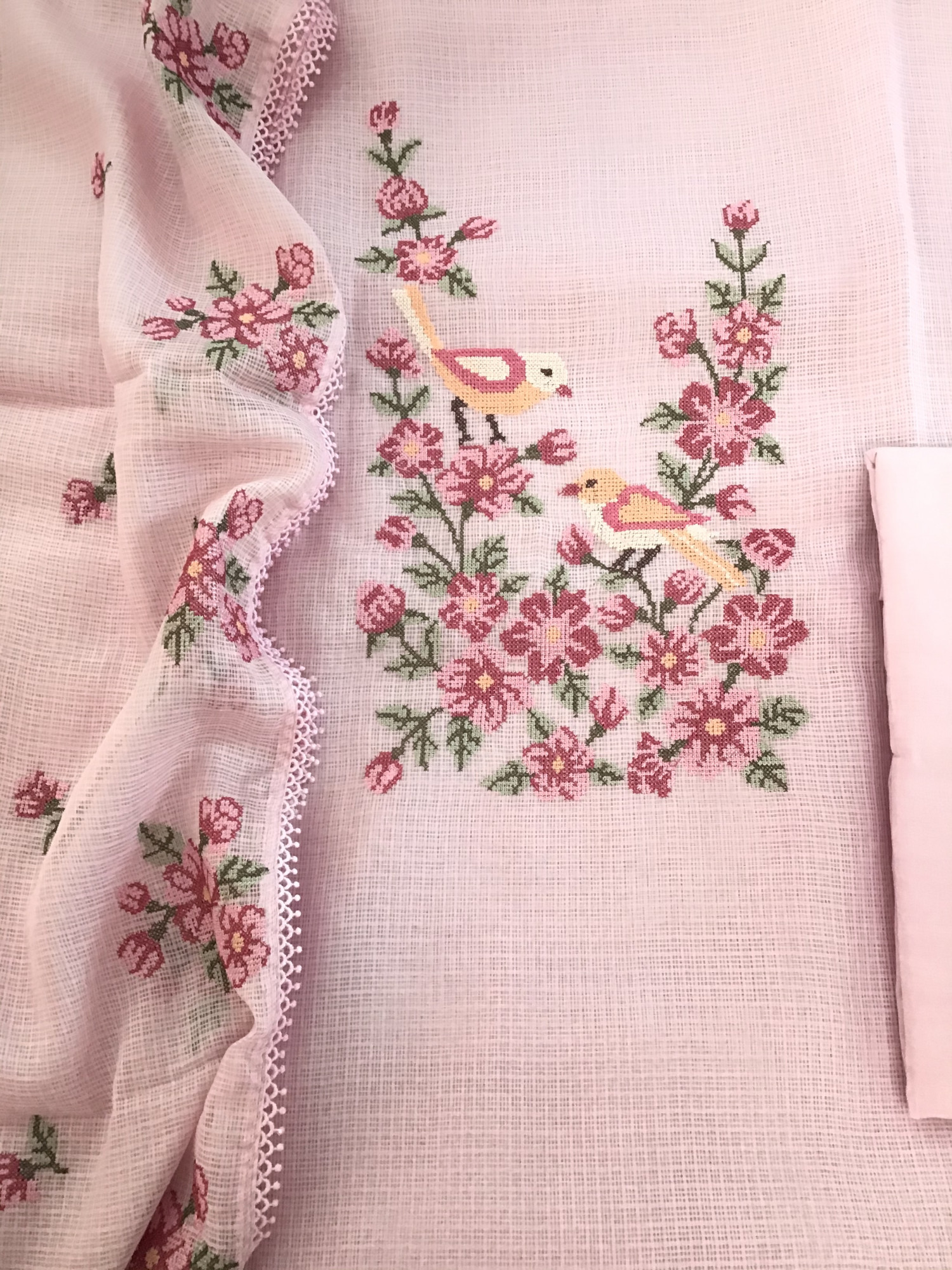 Soft Kota SilkEmbroidered Suit - Pink