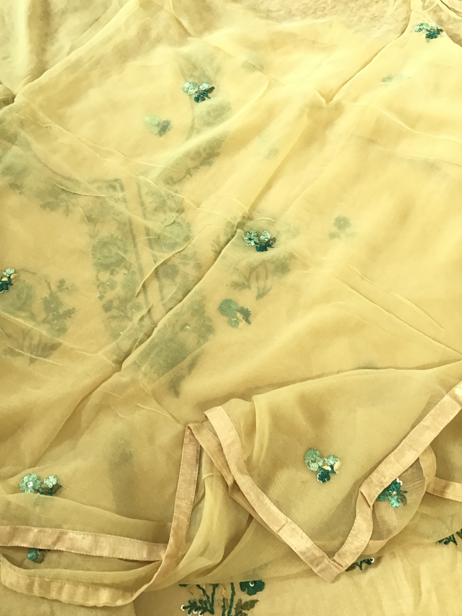 Pure Upada Silk Embroidered Suit - Yellow