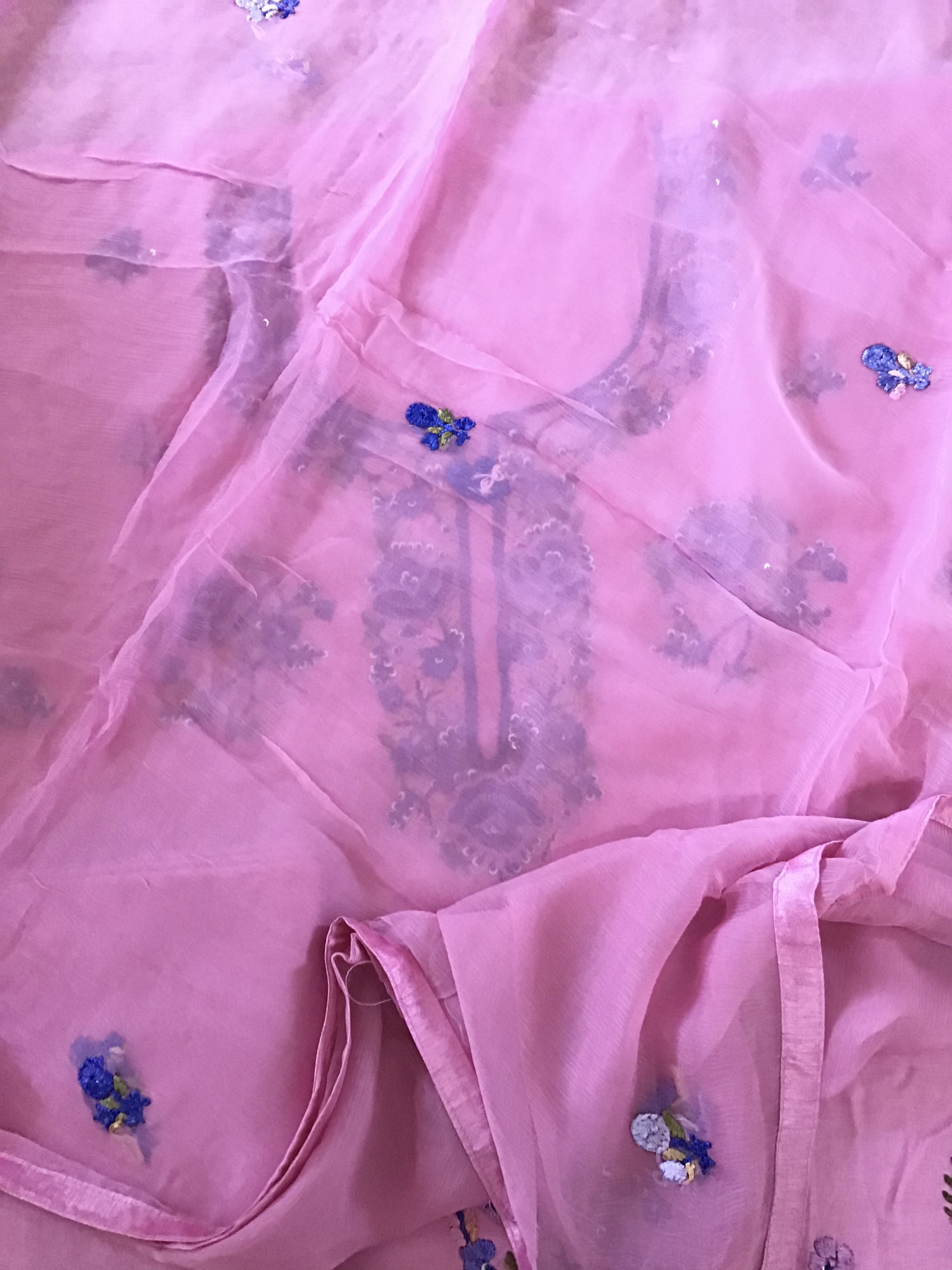 Pure Upada Silk Embroidered Suit - Pink