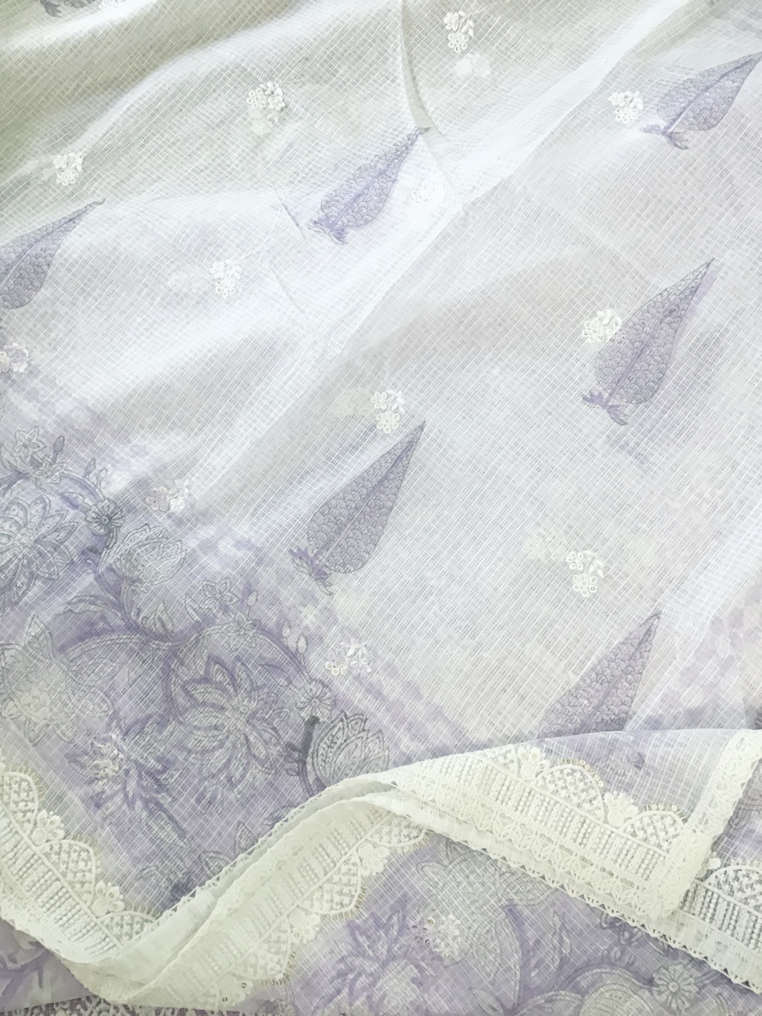 Pure Kota Cotton Embroidered Suit - Purple