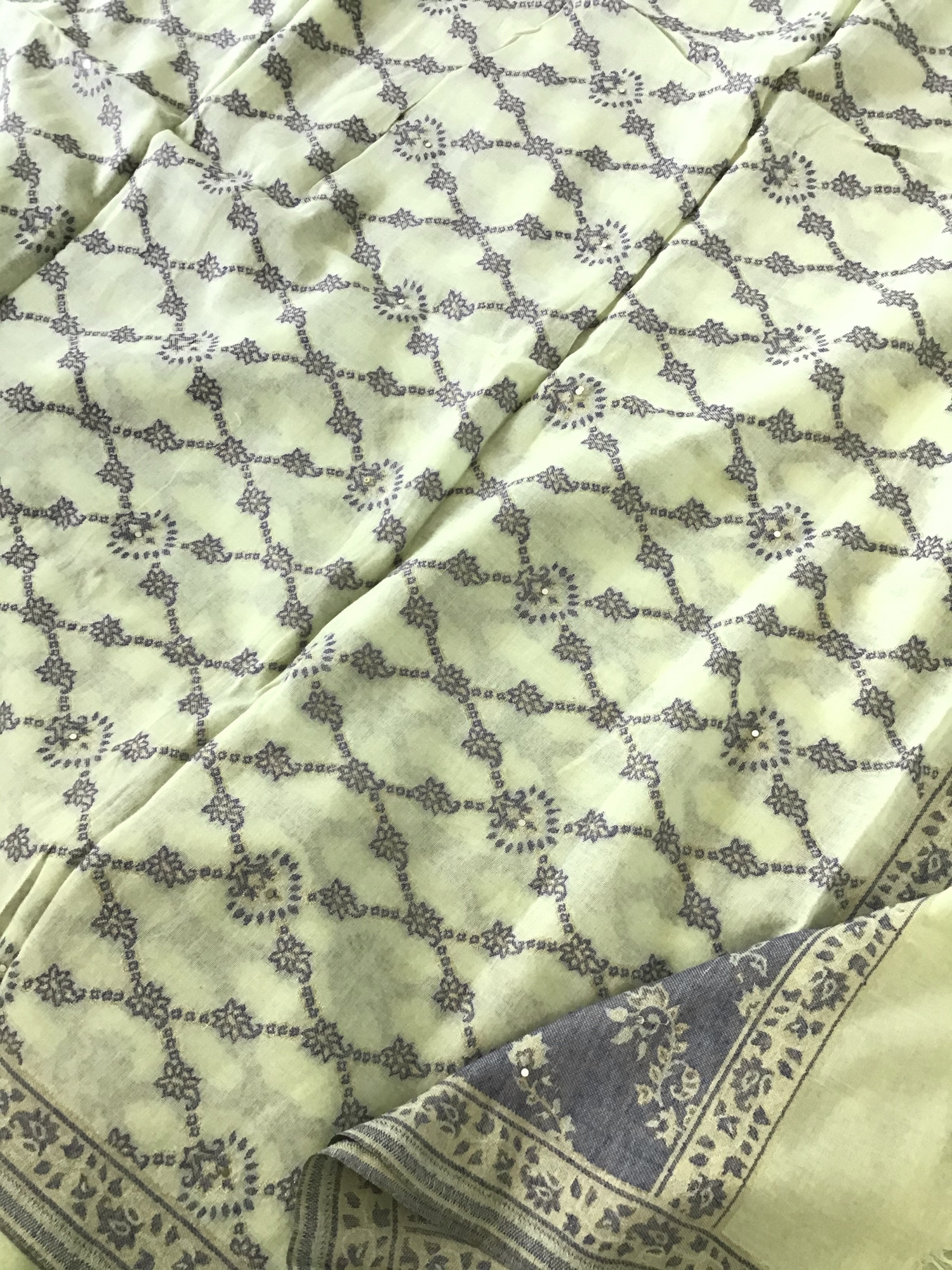 Pure Muslin Embroidered Suit - Green