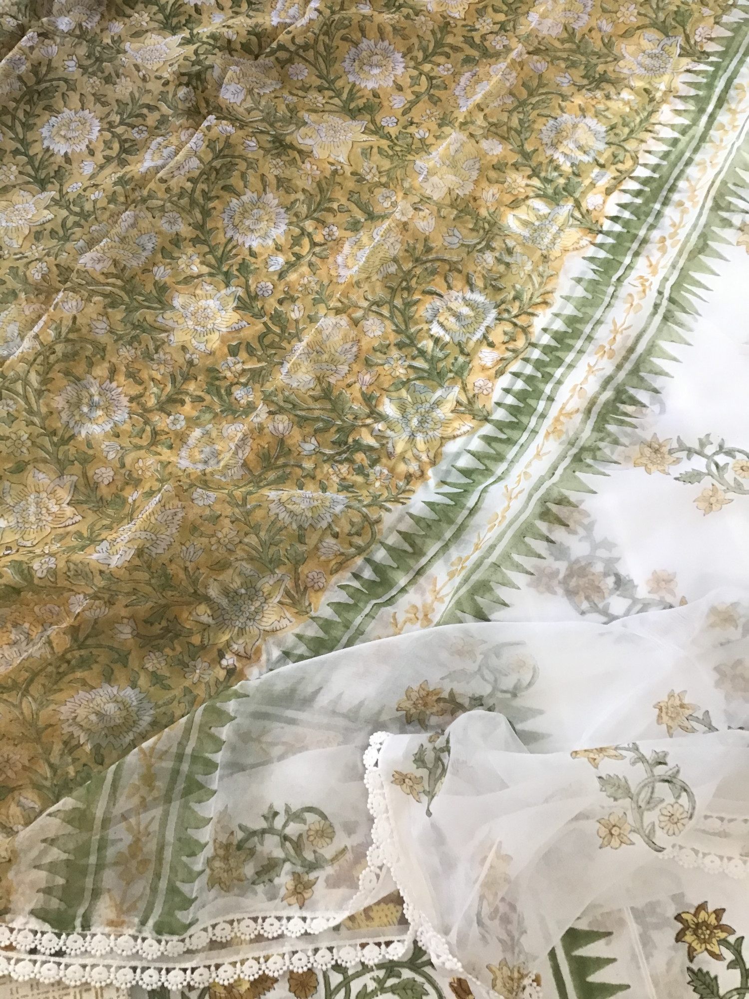 Pure Cotton Printed Suit - White