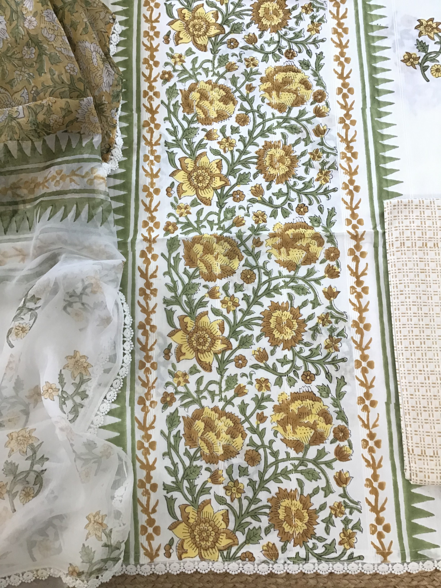 Pure Cotton Printed Suit - White