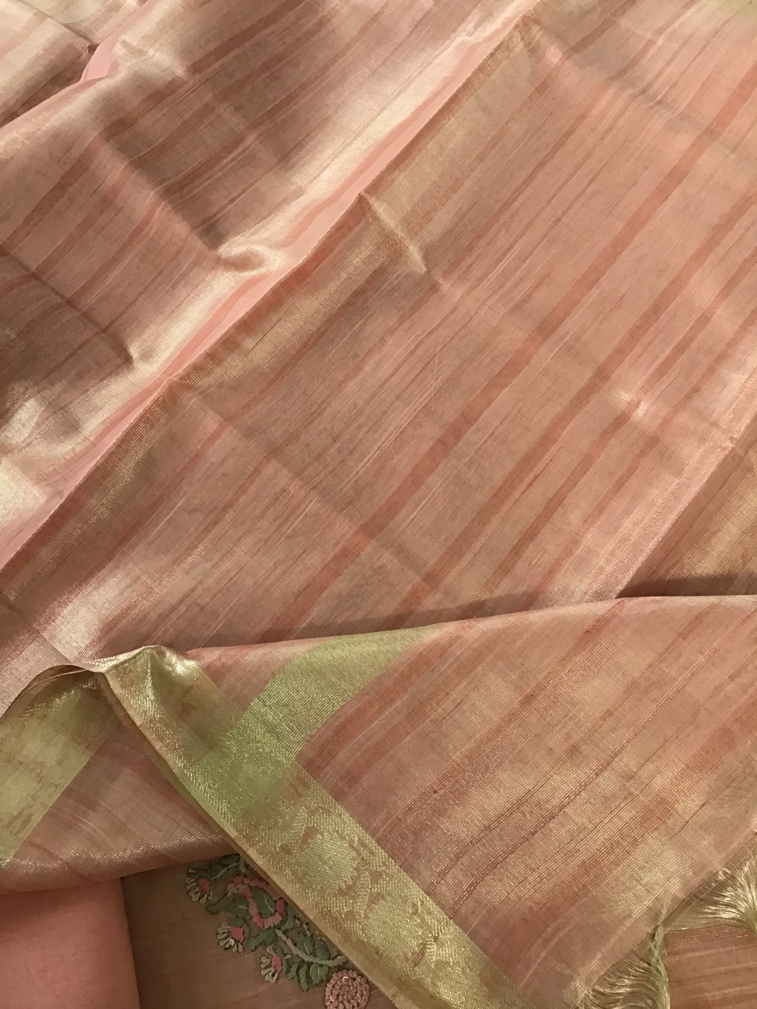 Soft Tissue Chanderi Embroidered Suit - Peach