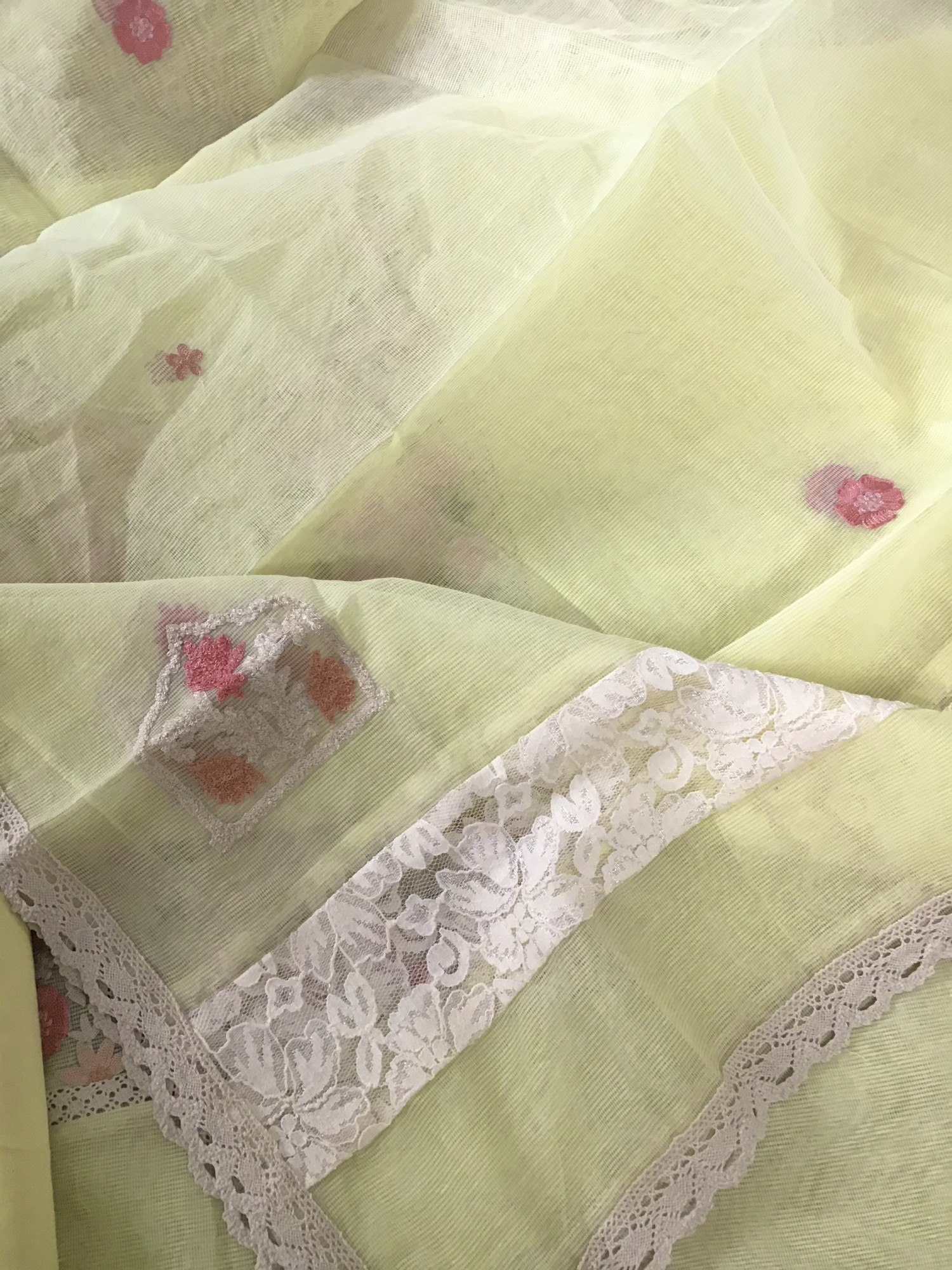 Soft Fine Supernet Embroidered Suit - Yellow