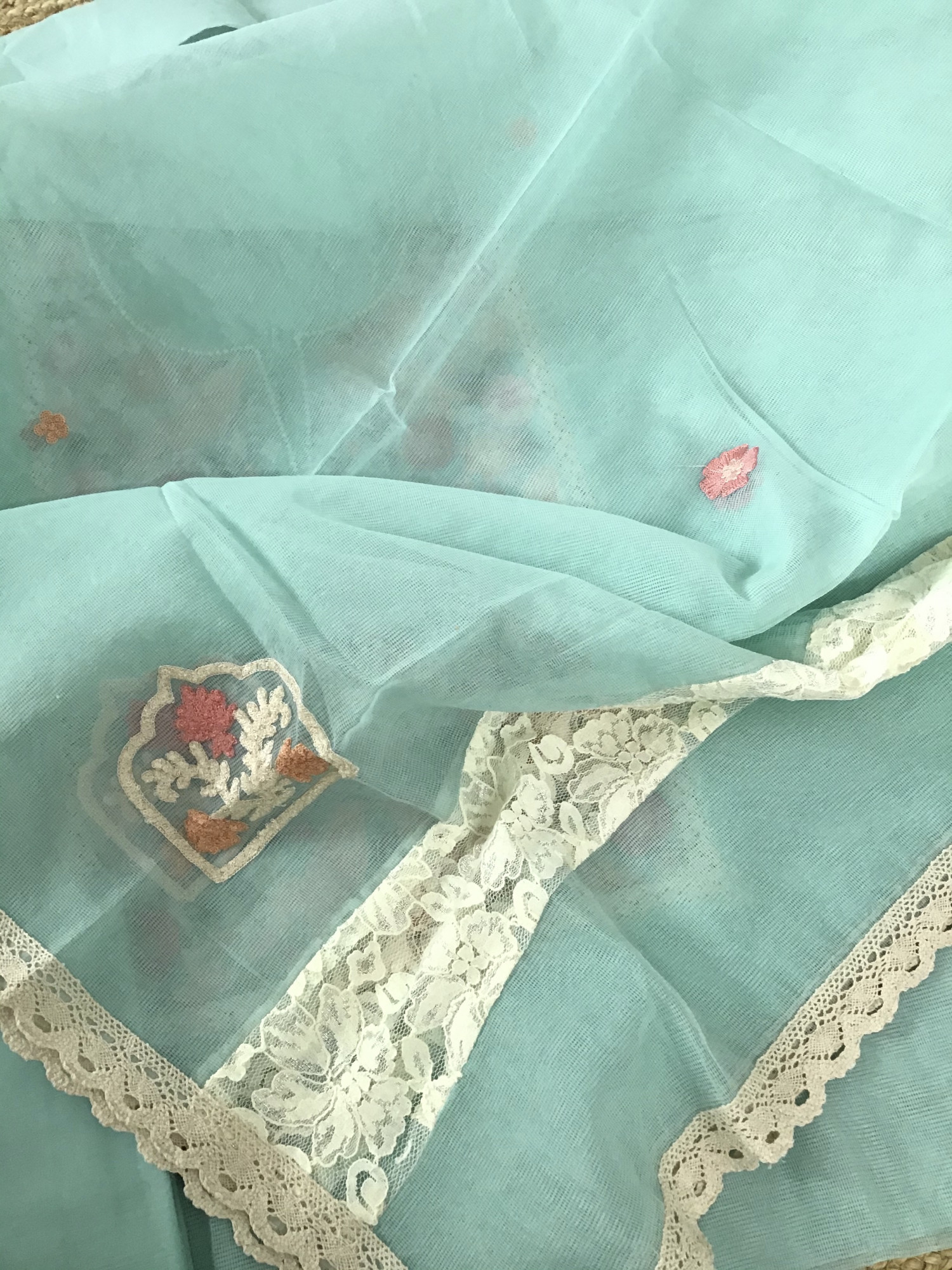 Soft Fine Supernet Embroidered Suit - Blue