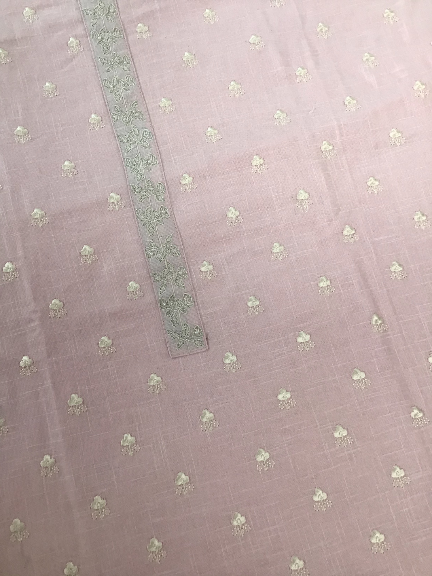 Pure Slub Cotton Embroidered Suit - Pink
