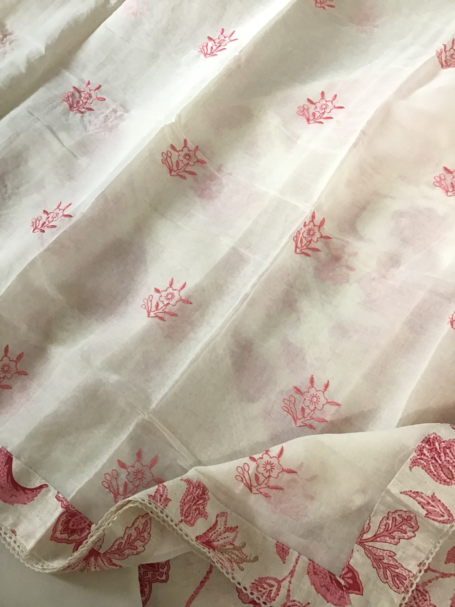Pure Khadi Cotton Printed Embroidered Suit - OffwhitePink