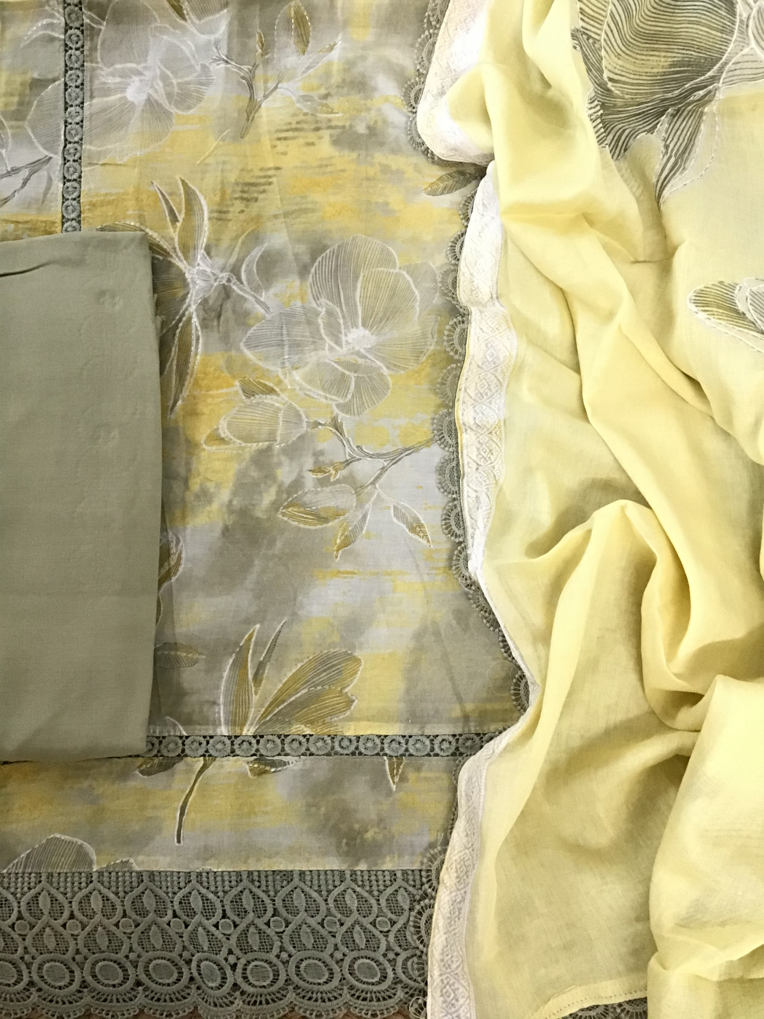 Soft Lawn Cotton Printed Embroidered Suit - Yellow