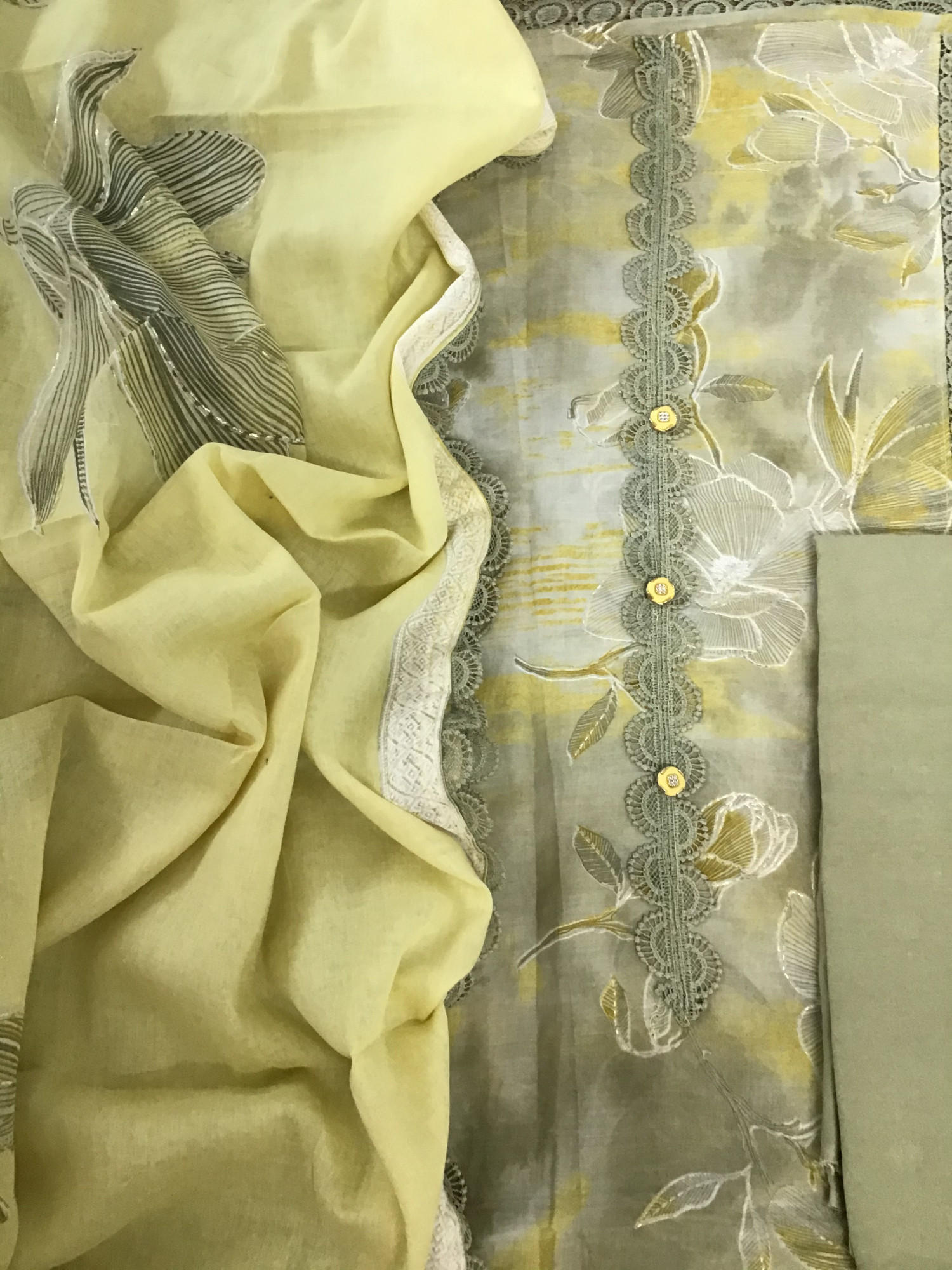 Soft Lawn Cotton Printed Embroidered Suit - Yellow