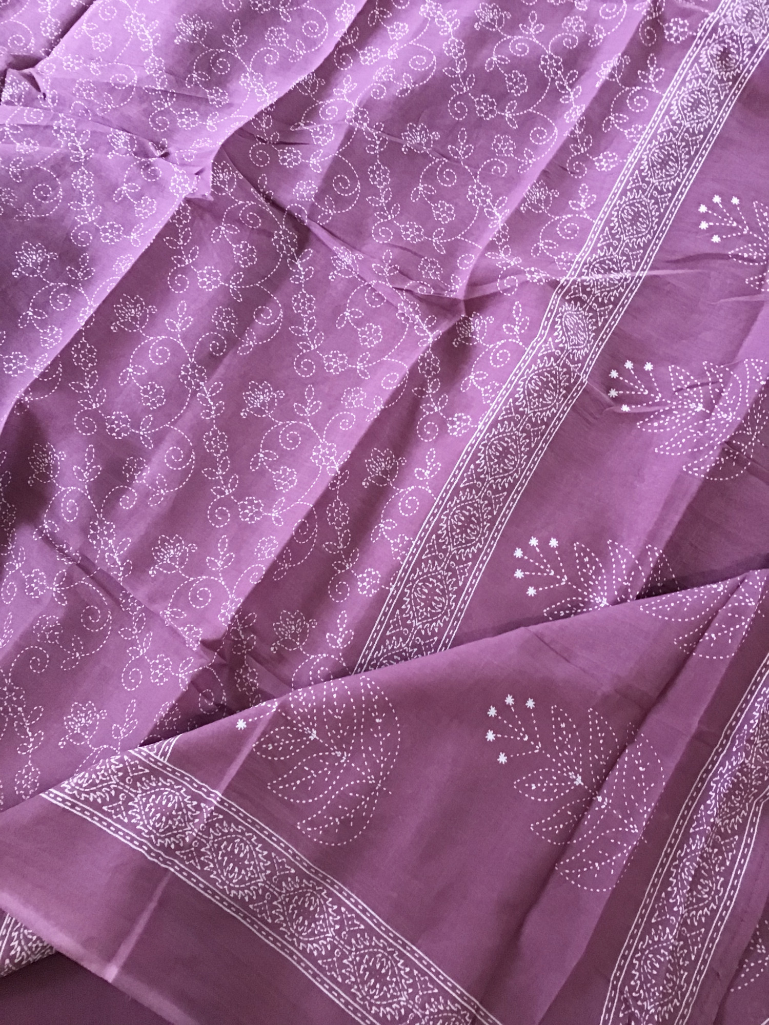 Pure Cotton Printed Embroidered Suit - Purple