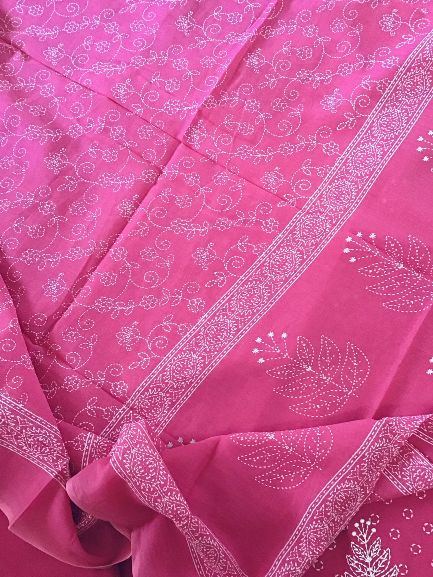 Pure Cotton Printed Embroidered Suit - Pink