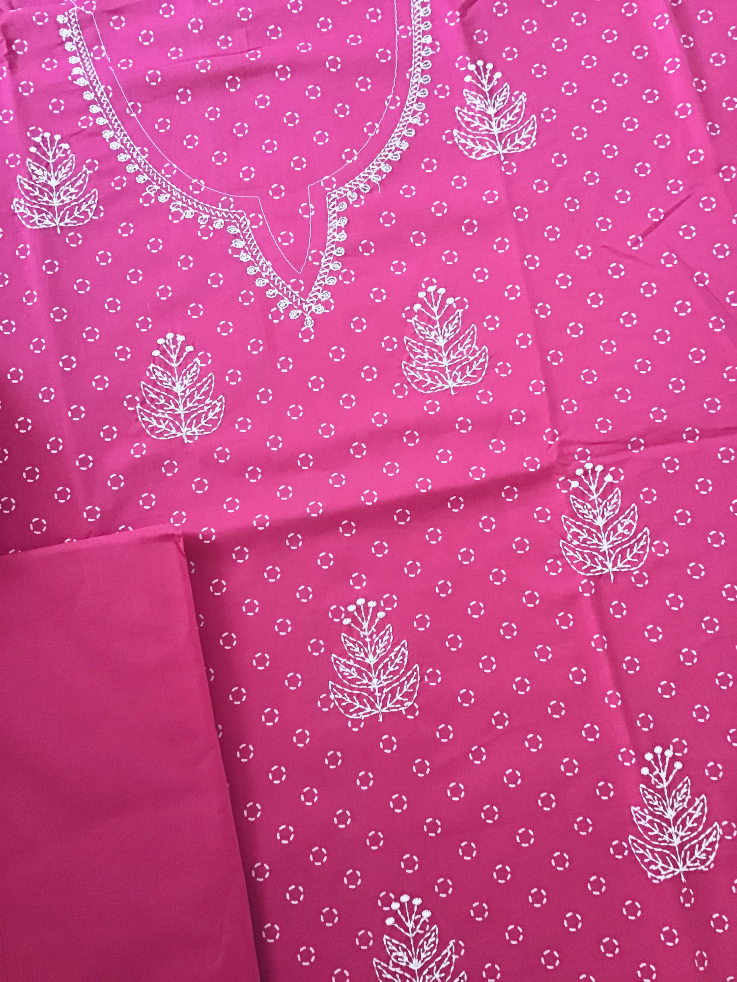 Pure Cotton Printed Embroidered Suit - Pink