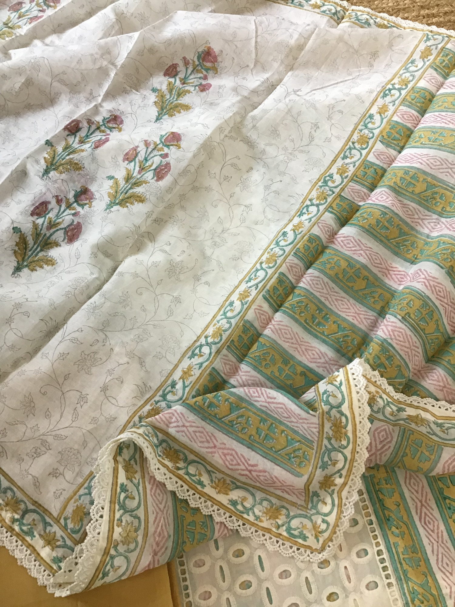 Pure Cotton Printed Embroidered Suit - Offwhite