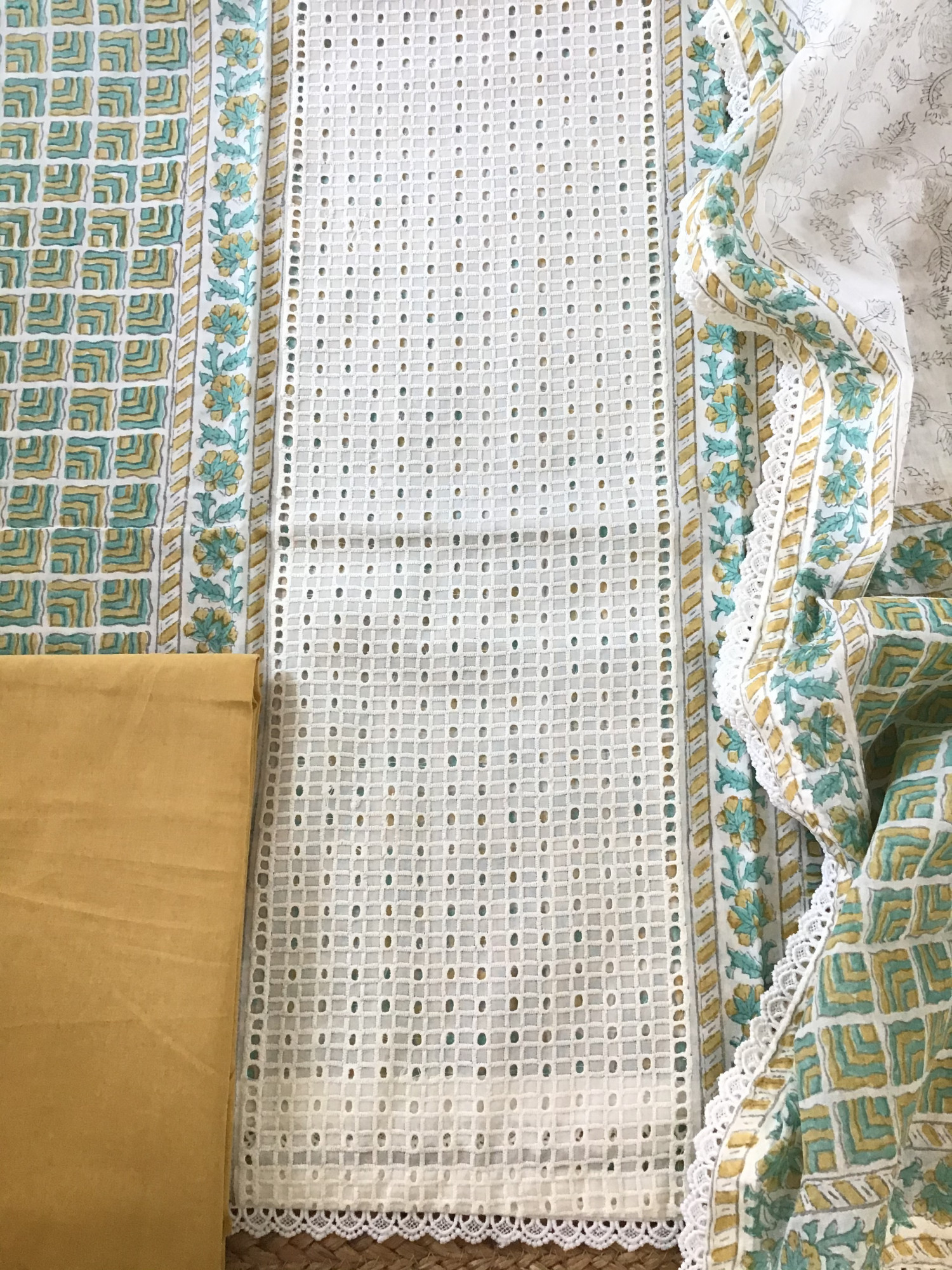 Pure Cotton Printed Embroidered Suit - Offwhite