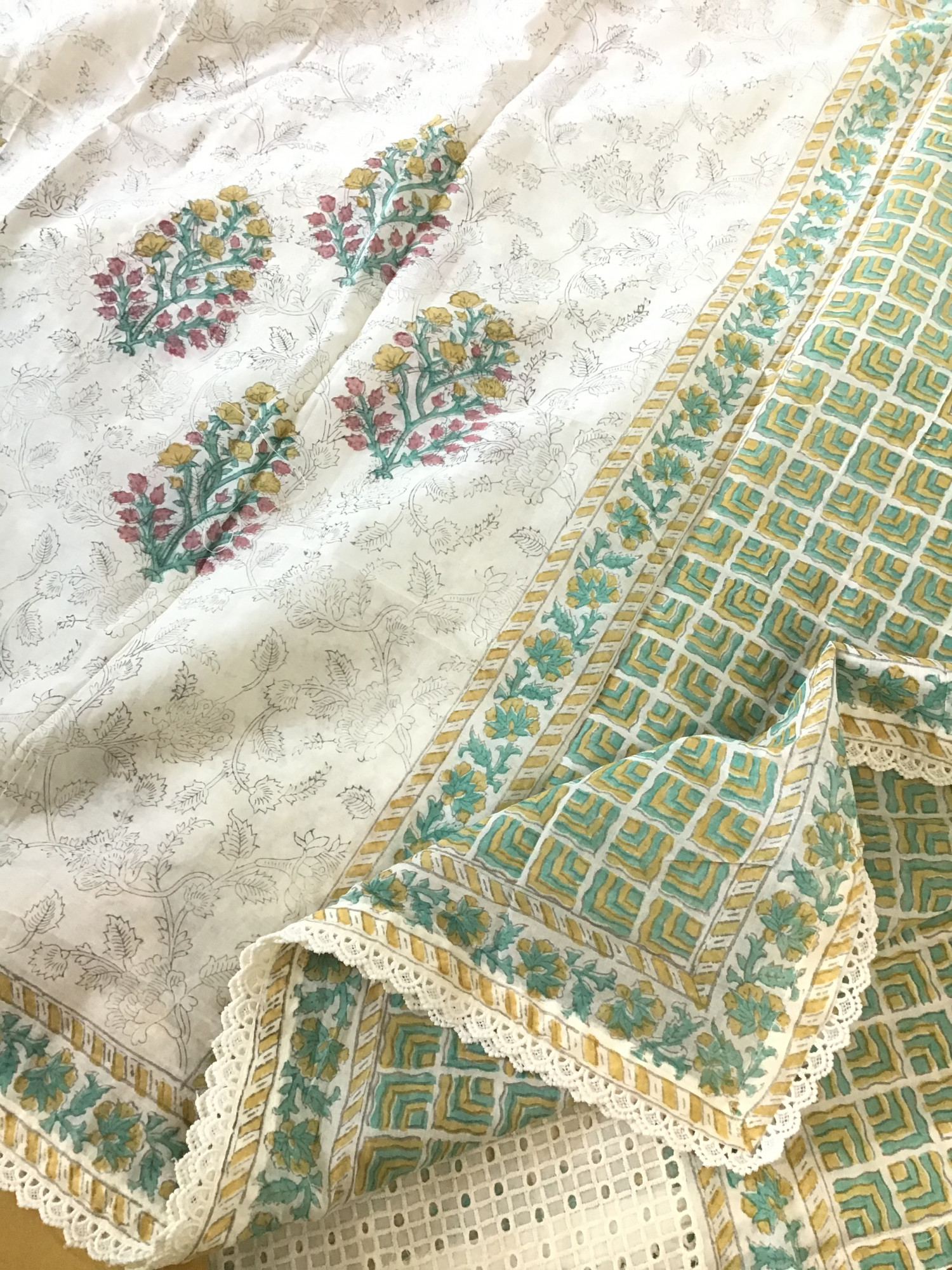 Pure Cotton Printed Embroidered Suit - Offwhite