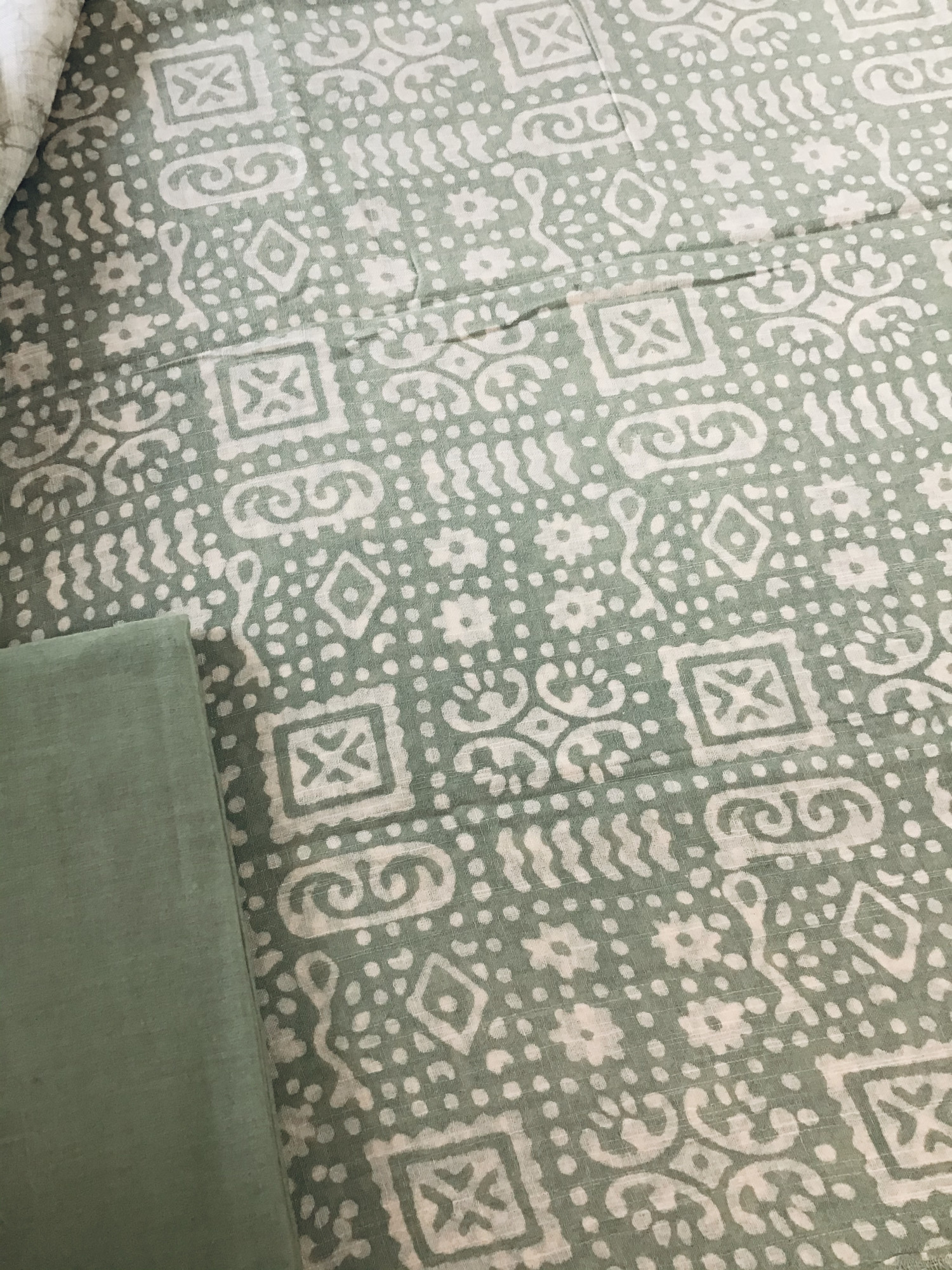 Pure Linen Jute Cotton Suit - Green