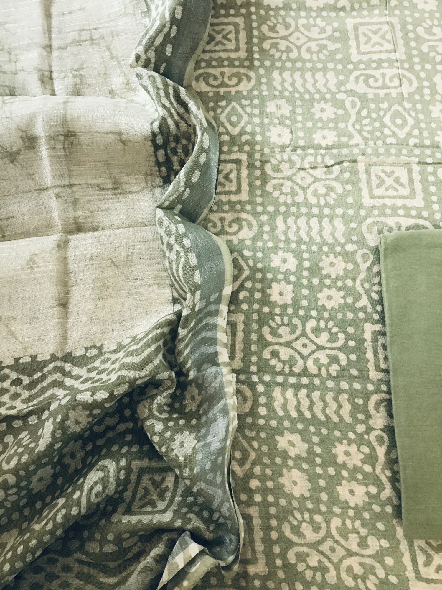 Pure Linen Jute Cotton Suit - Green