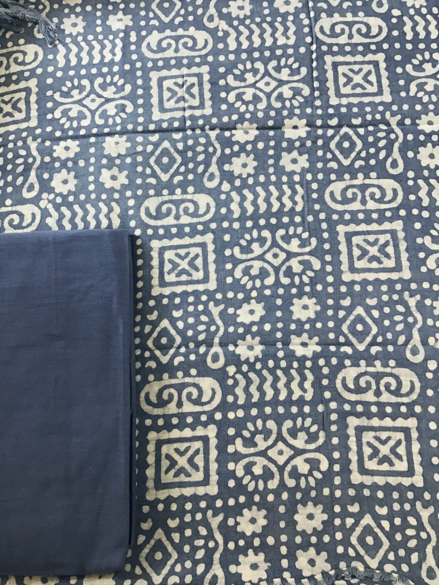 Pure Linen Jute Cotton Suit - Blue