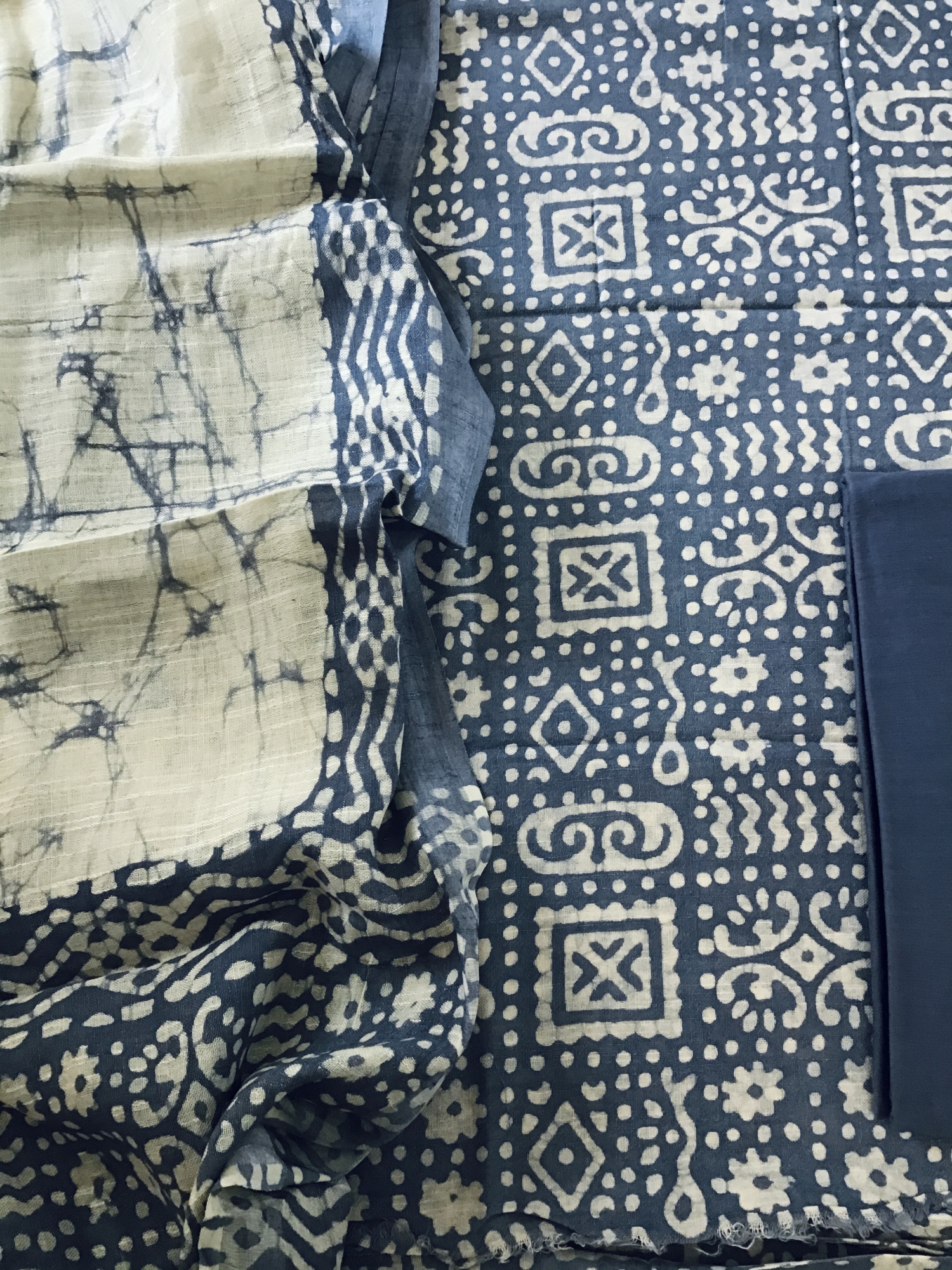 Pure Linen Jute Cotton Suit - Blue