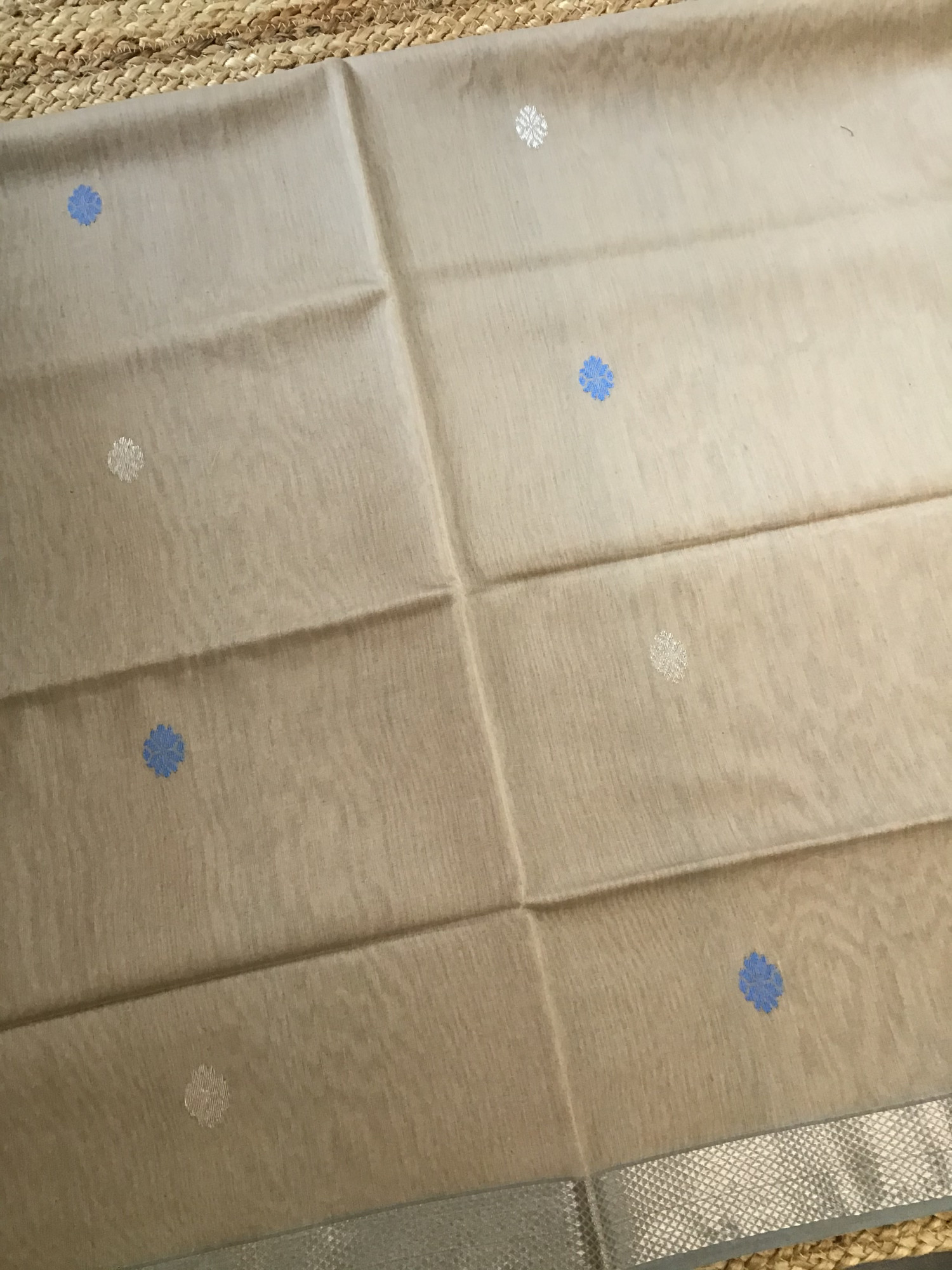 Pure Maheshwari Silk Self Weaved Suit - Beige