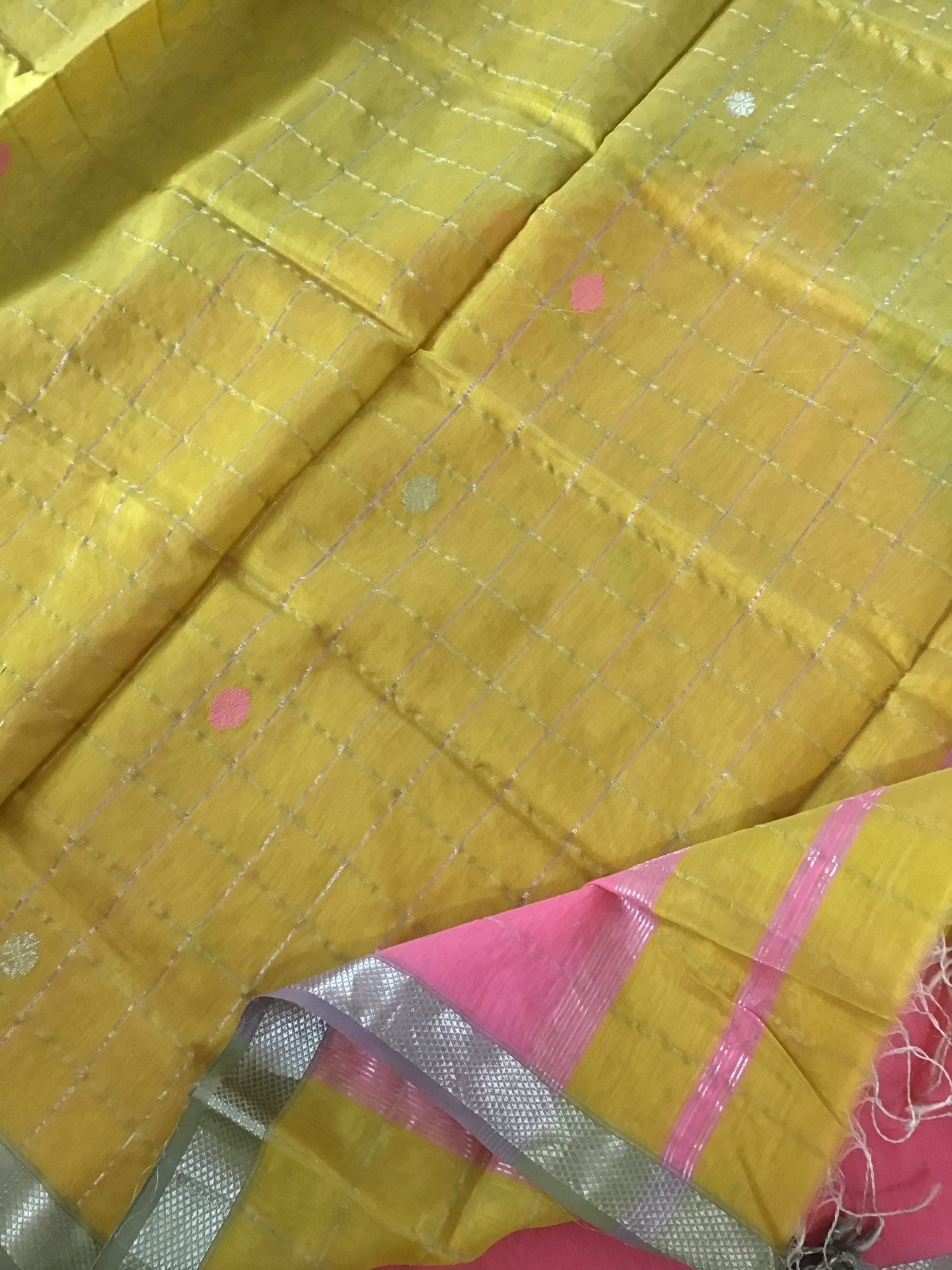 Pure Maheshwari Silk Self Weaved Suit - Pink